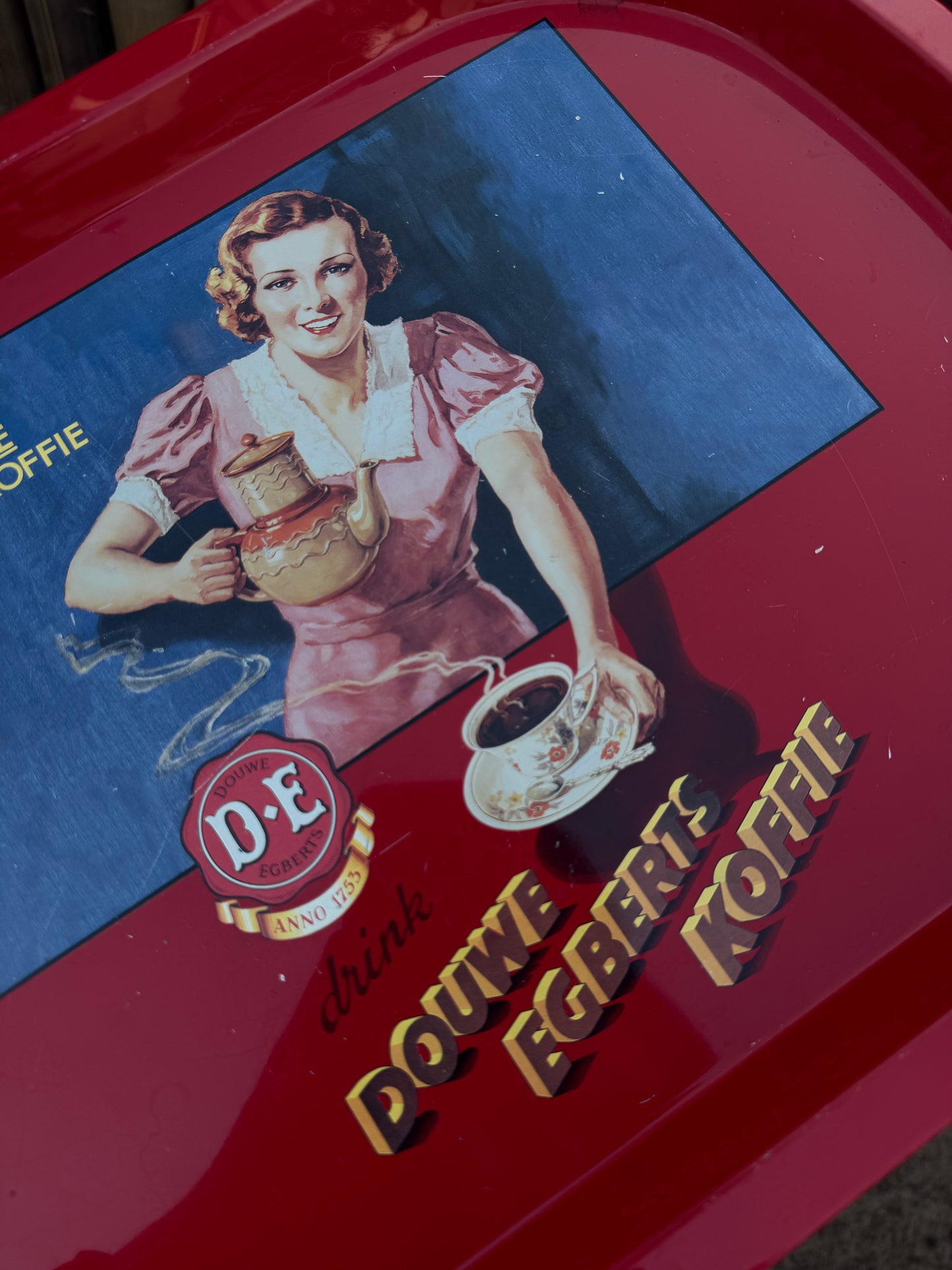 Vintage Douwe Egberts metalen dienblad