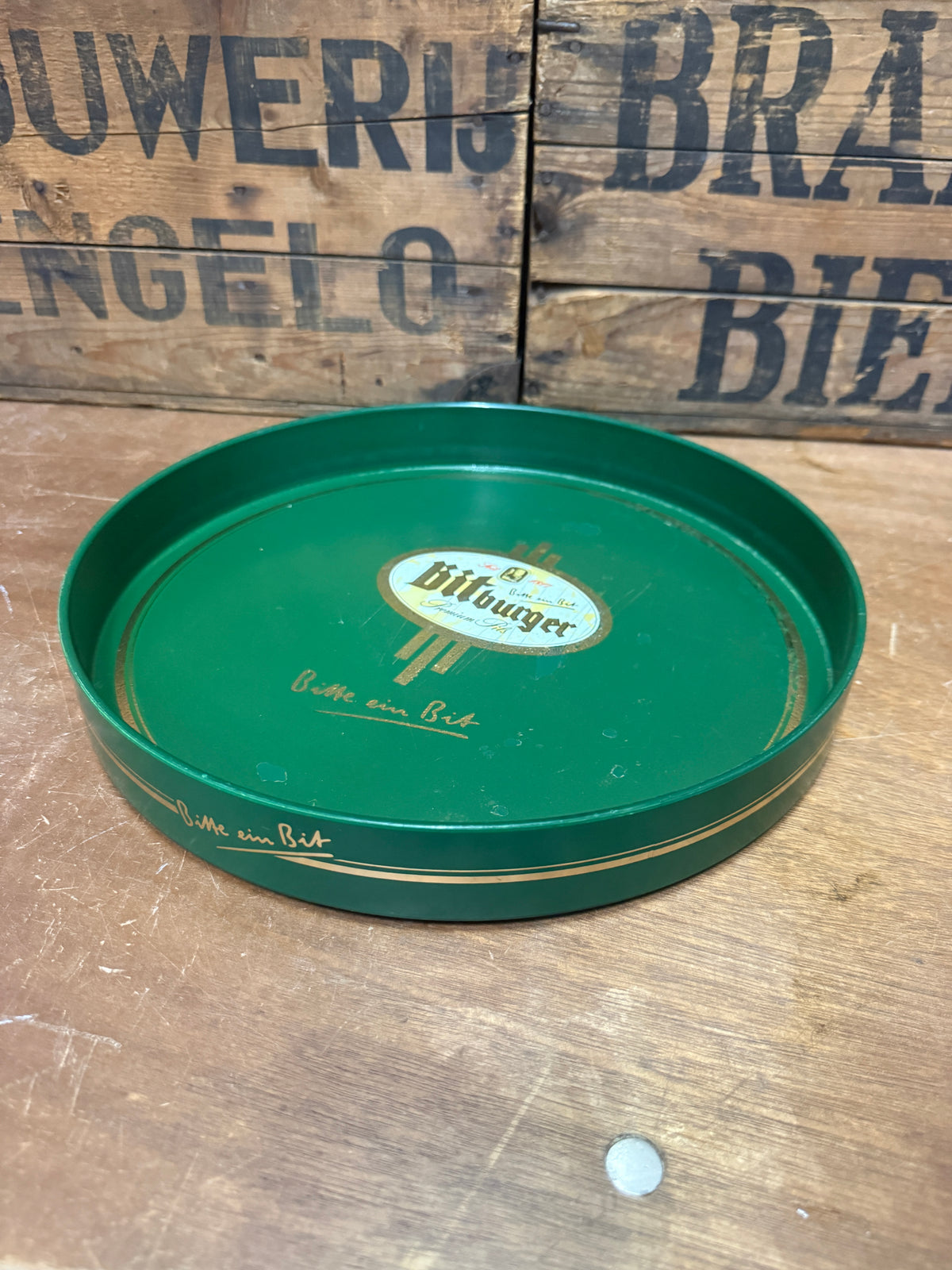 Vintage Bitburger kunststof serveerblad