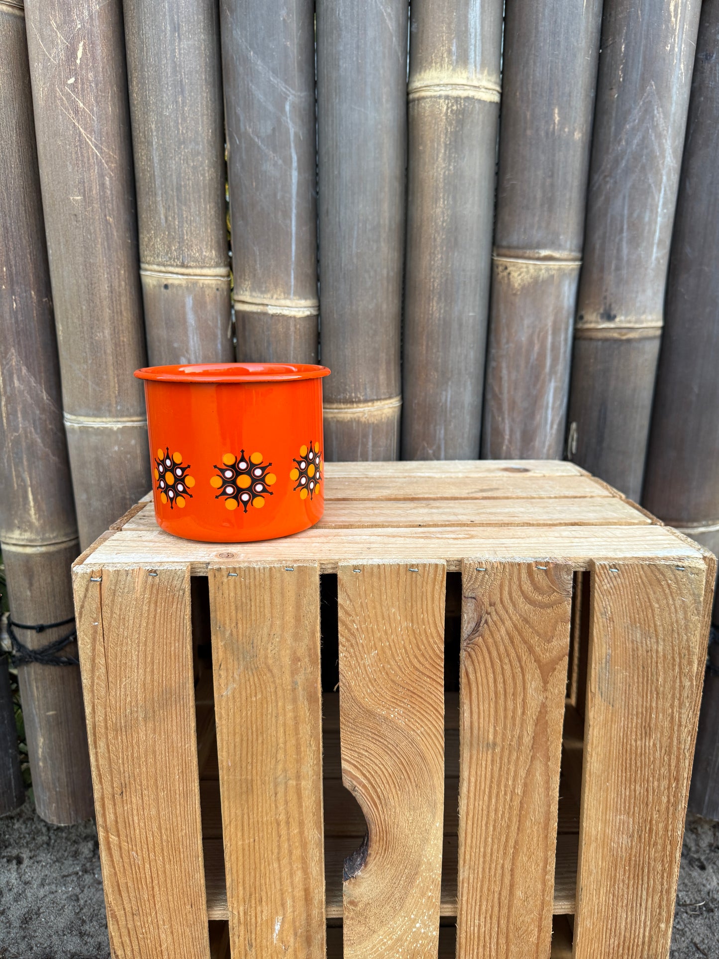 Vintage Brabantia oranje emaille bakje jaren 70