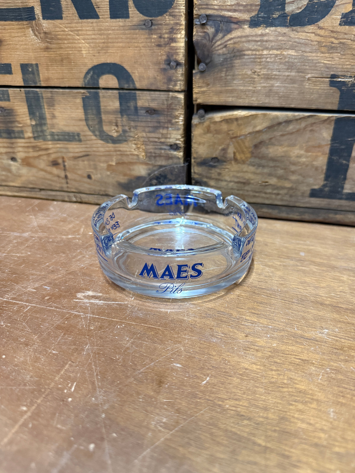 Maes Pils glazen reclameasbak Made in France