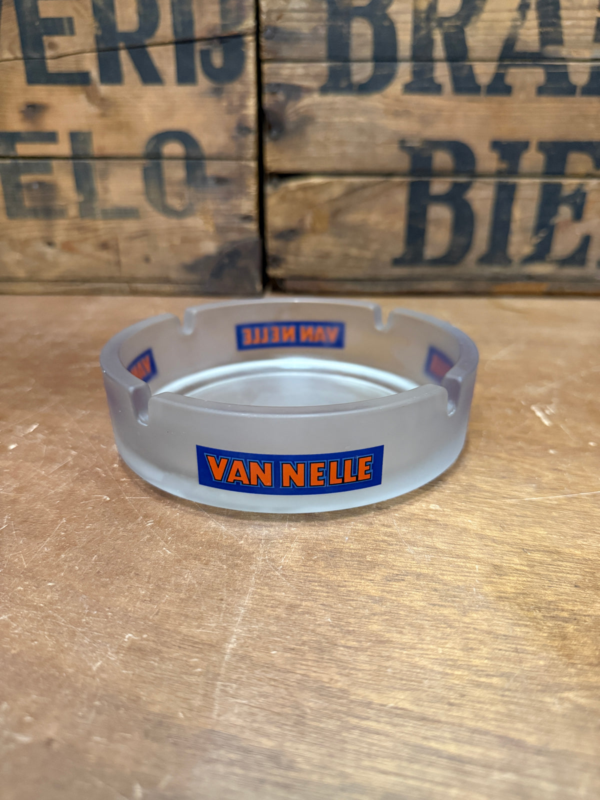 Van Nelle glazen reclameasbak