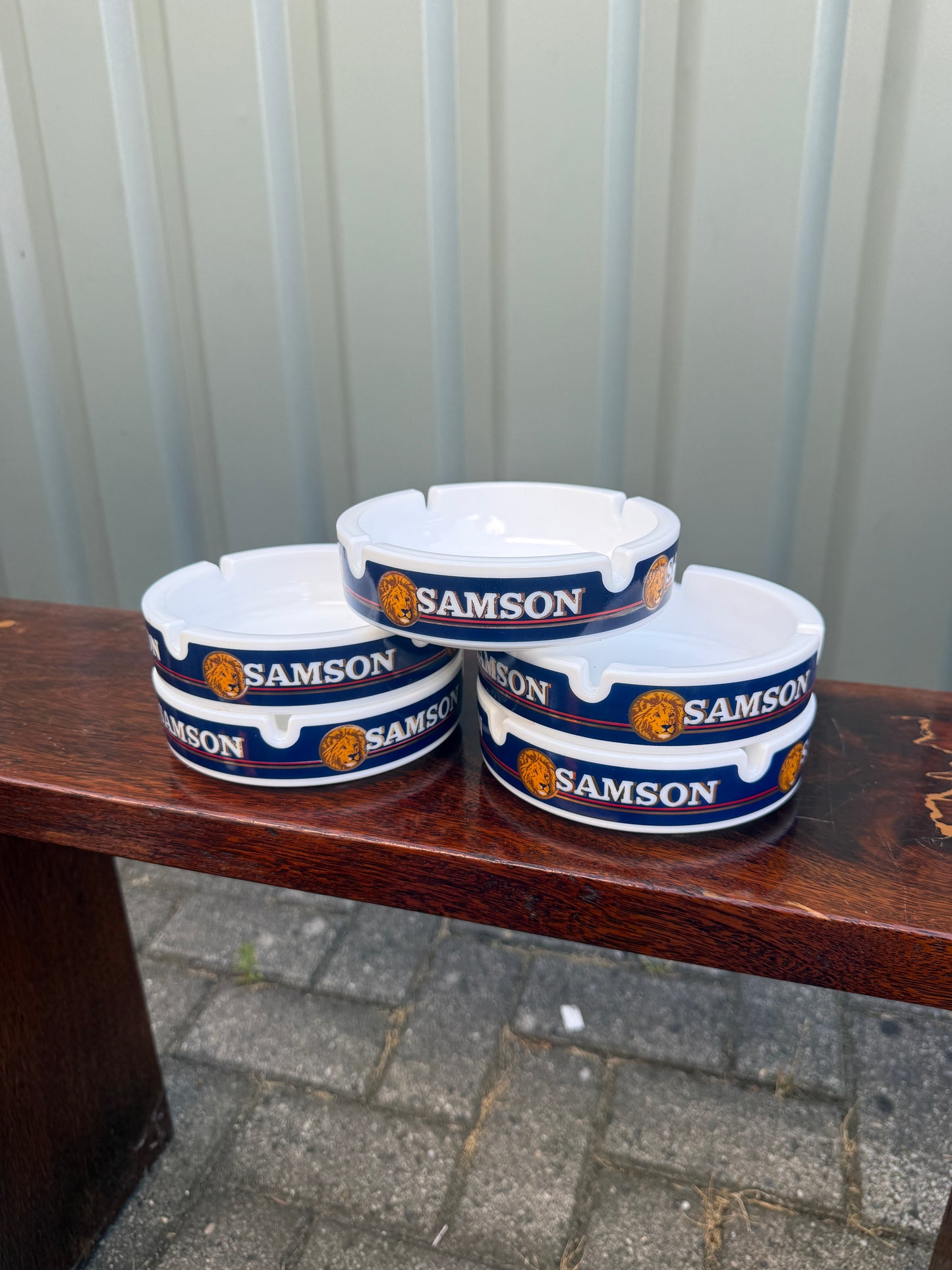 Samson reclame asbak opaalglas