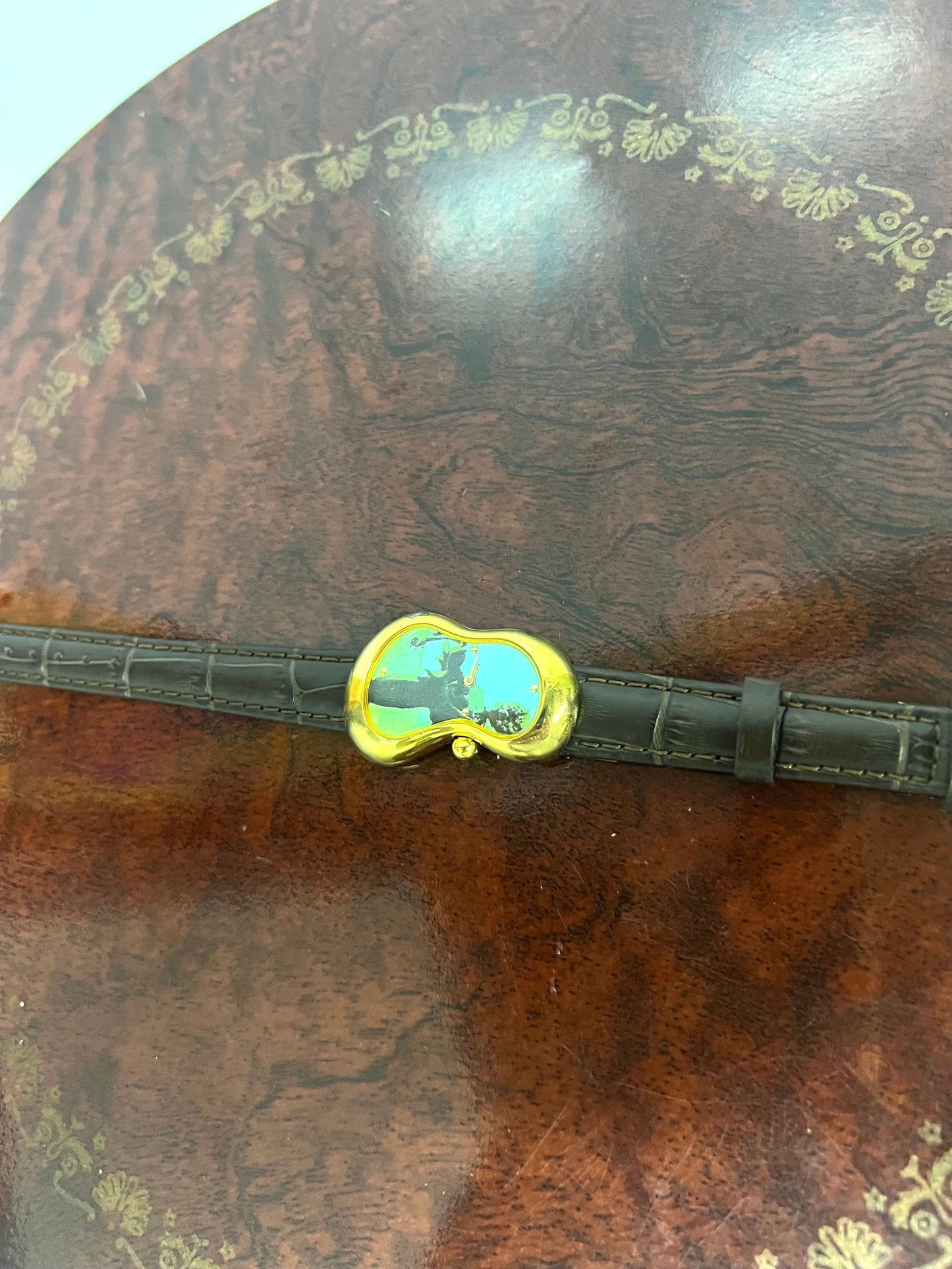 Vintage Exaequo Softwatch Salvador Dali, 1990s Fall Winter Collection, Dali Art Dial, Blue Brown Gold, Vintage Watch Collection