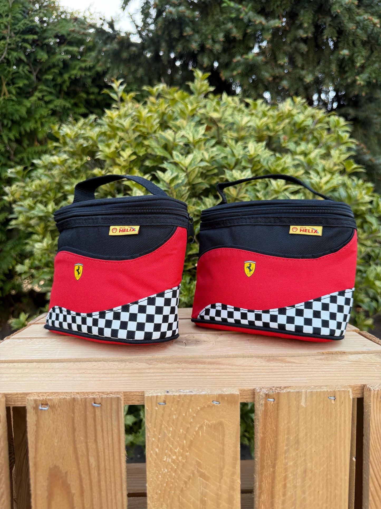 Ferrari Helix Small Carrying Bag Chequered Flag Pattern F1-Inspired Travel Pouch Scuderia Ferrari Official Licensed Gift for Motorsport Fans
