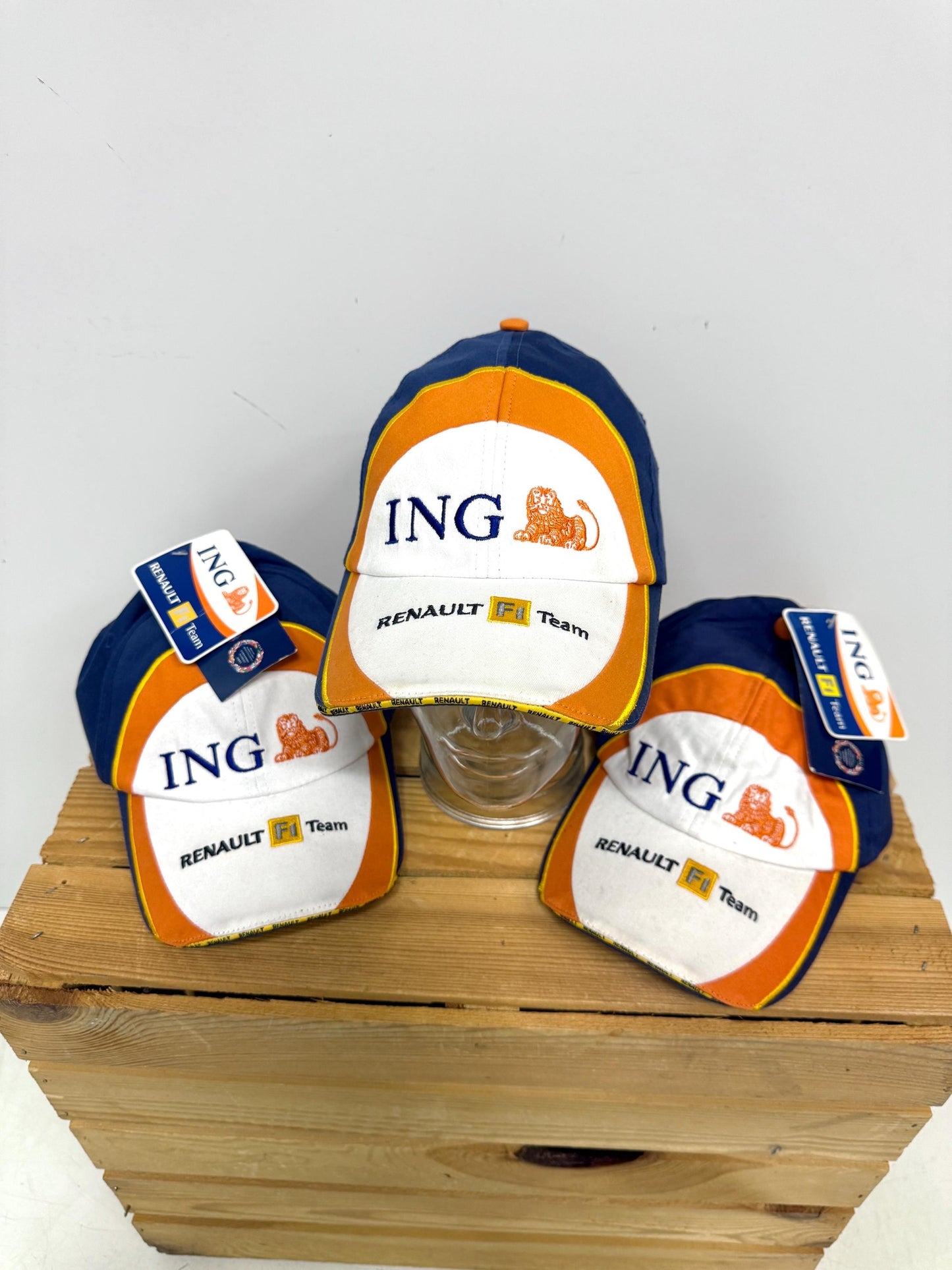 Vintage Formula 1 Hat, F1 Renault Racing Cap, New Old Stock, Vintage F1 Merchandise, White Orange Sun Protection Hat