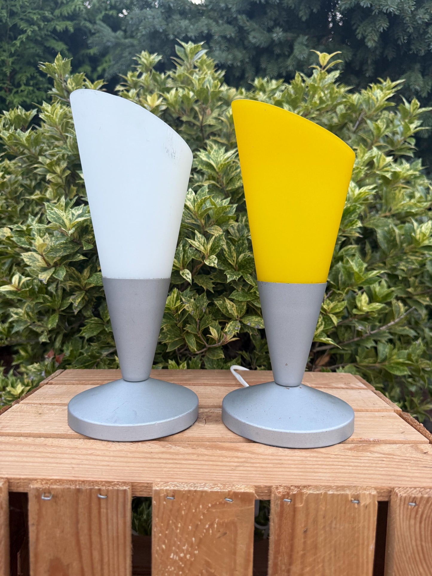 Vintage Ikea Table Lamp, Kryolit Glass Shade Light, Sundae Ice Cream Cone Shape, Postmodern Design Lighting, 1980s Ikea Lamp