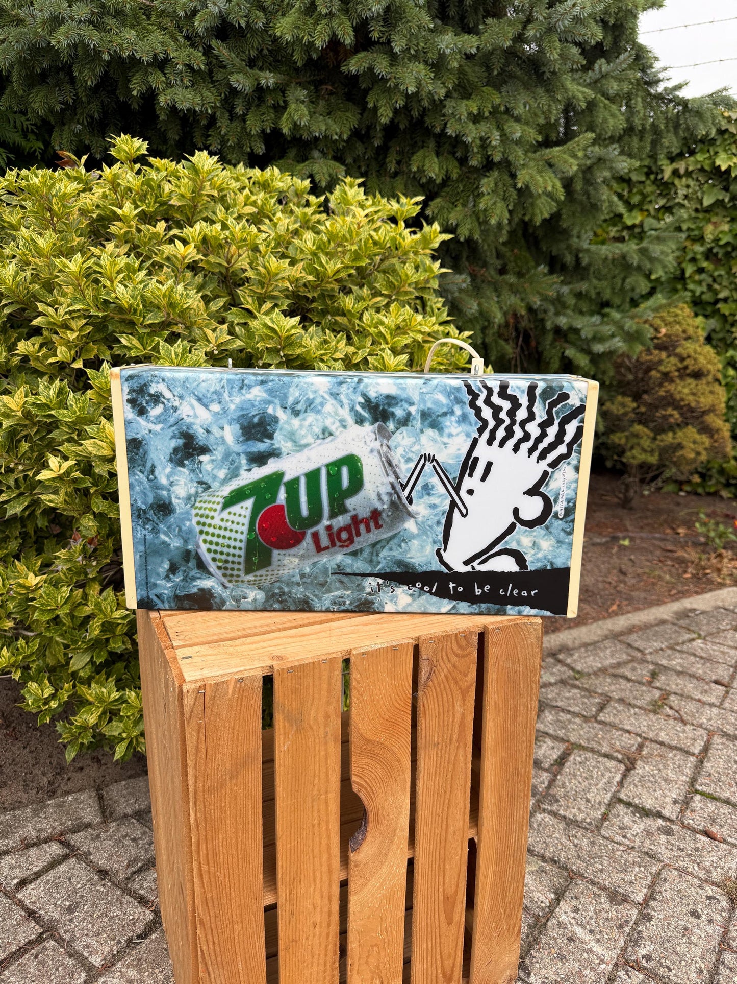 Vintage 7Up Light Box, Double Sided Hanging Sign, 1990s 7Up Light Advertising Lamp, Bar Wall Light, Collectible Soda Display Sign