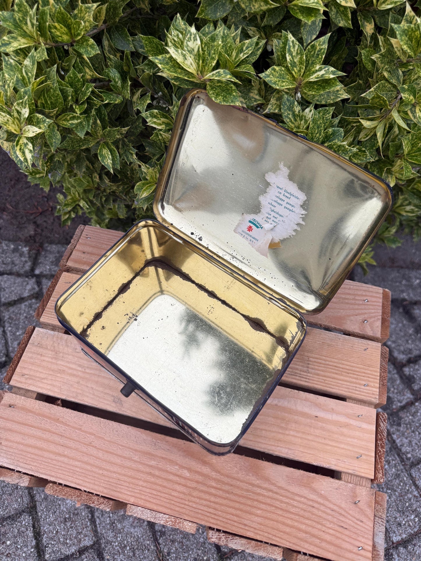 Vintage Dutch First Aid Tin, H&Co Verbandkist, Blue Metal Emergency Box, Eerste Hulp bij Ongelukken Collectible Storage Tin