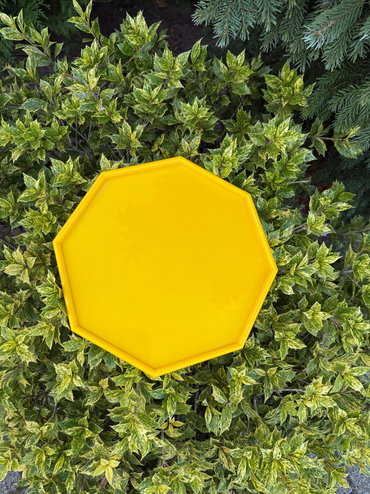 Vintage Postmodern Yellow Octagon Tray