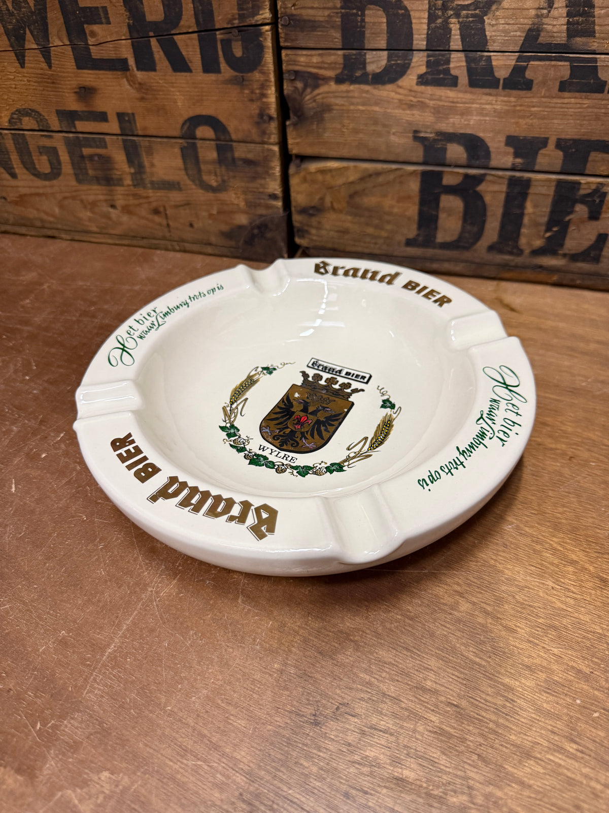 Brand Bier reclameasbak van Gläser Schmitz