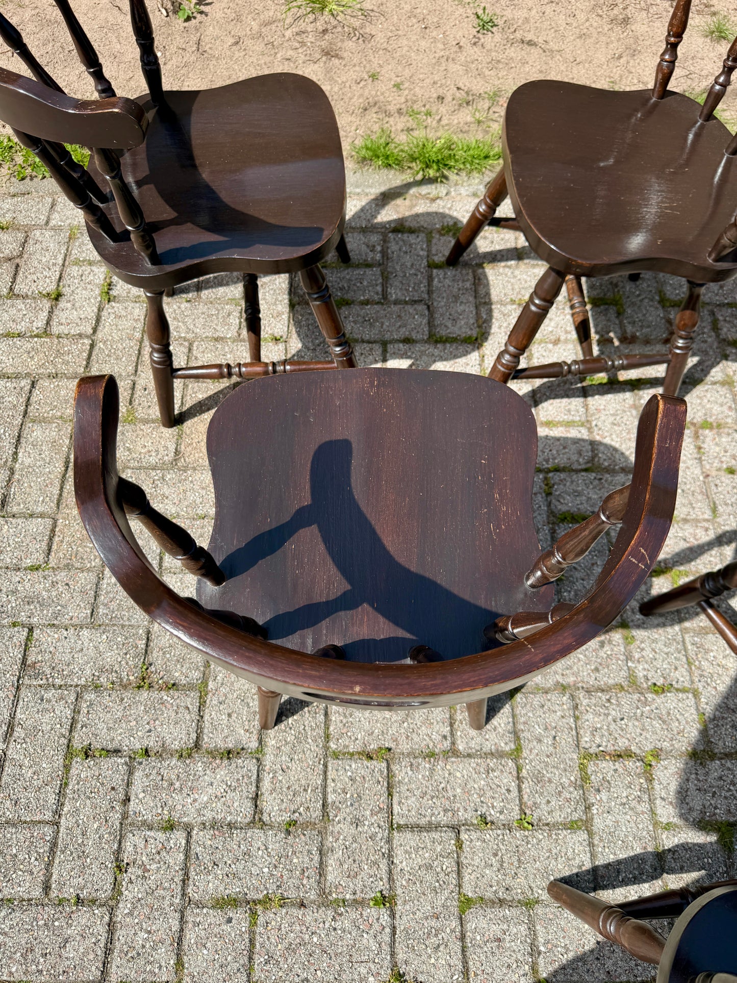 Set van 6 Vintage Engelse Cafe Stoelen