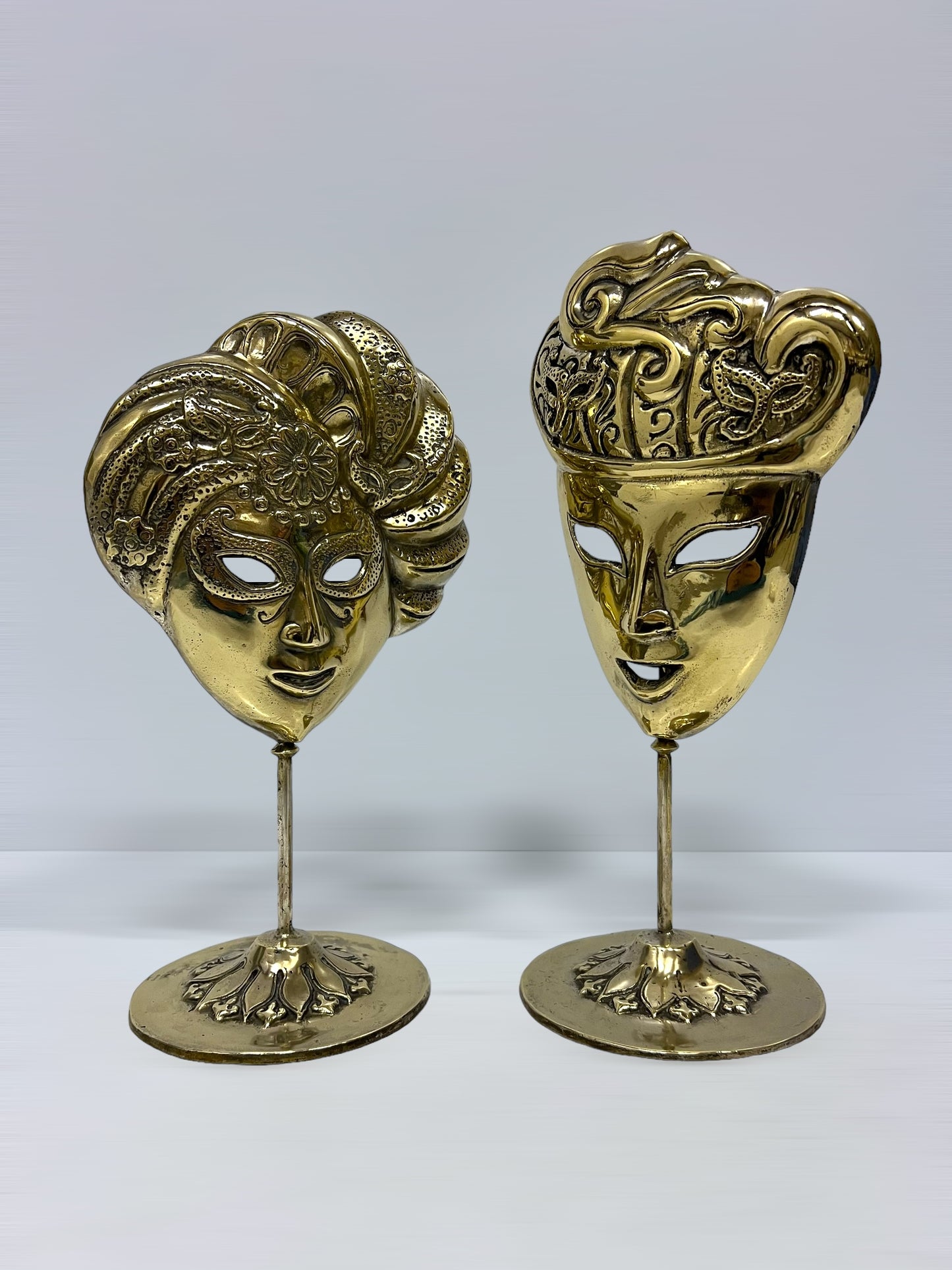 Vintage Brass Venetian Mask Set