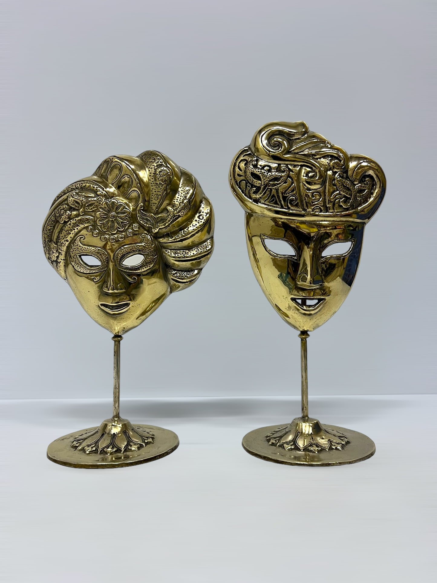 Vintage Brass Venetian Mask Set