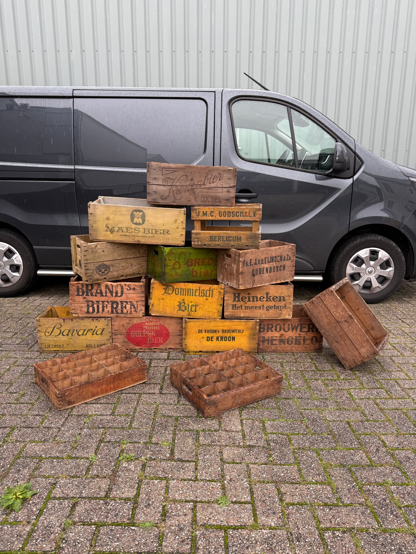 Vintage houten bierkratten diverse brouwerijen