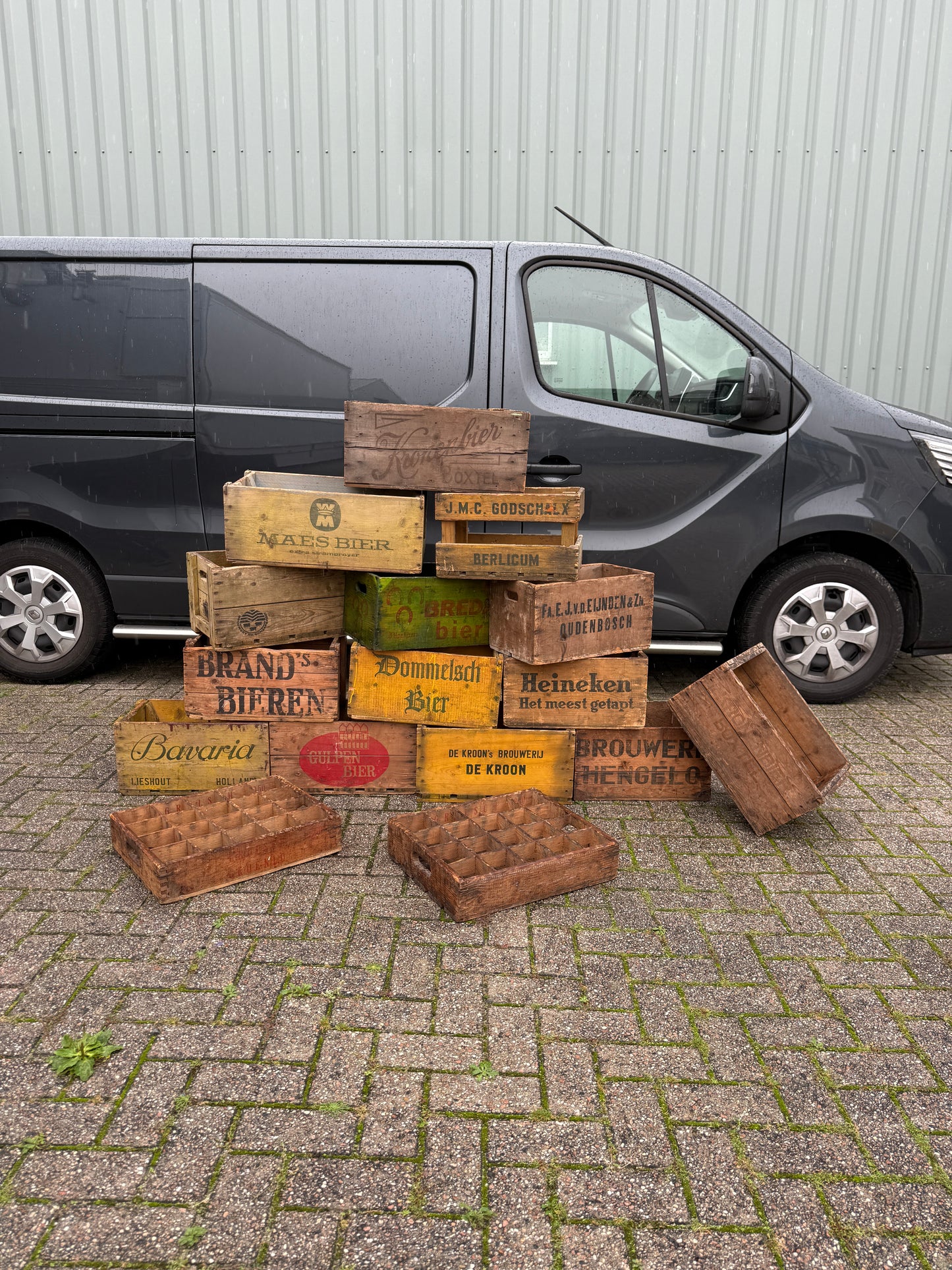 Vintage houten bierkratten diverse brouwerijen