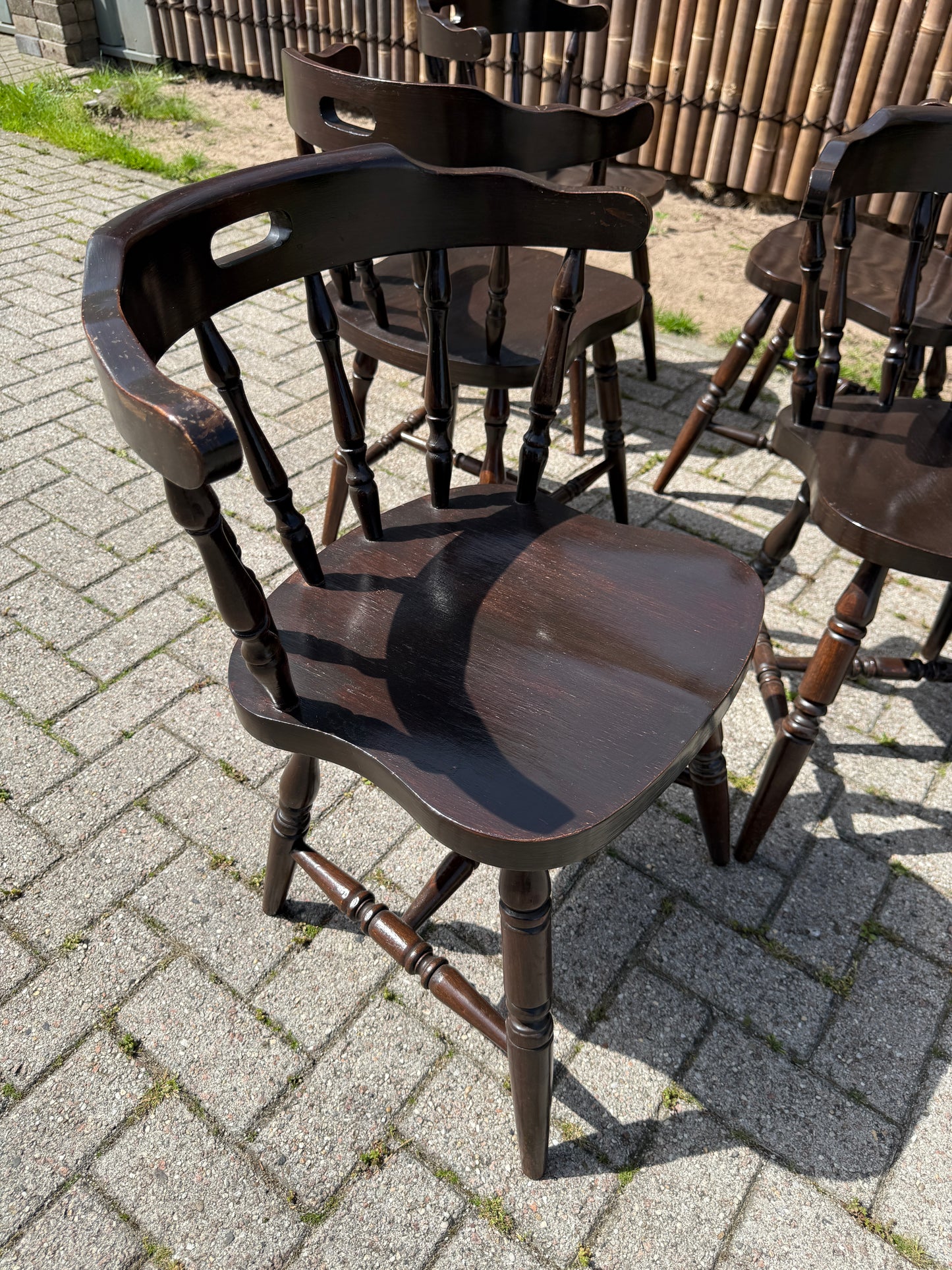 Set van 6 Vintage Engelse Cafe Stoelen