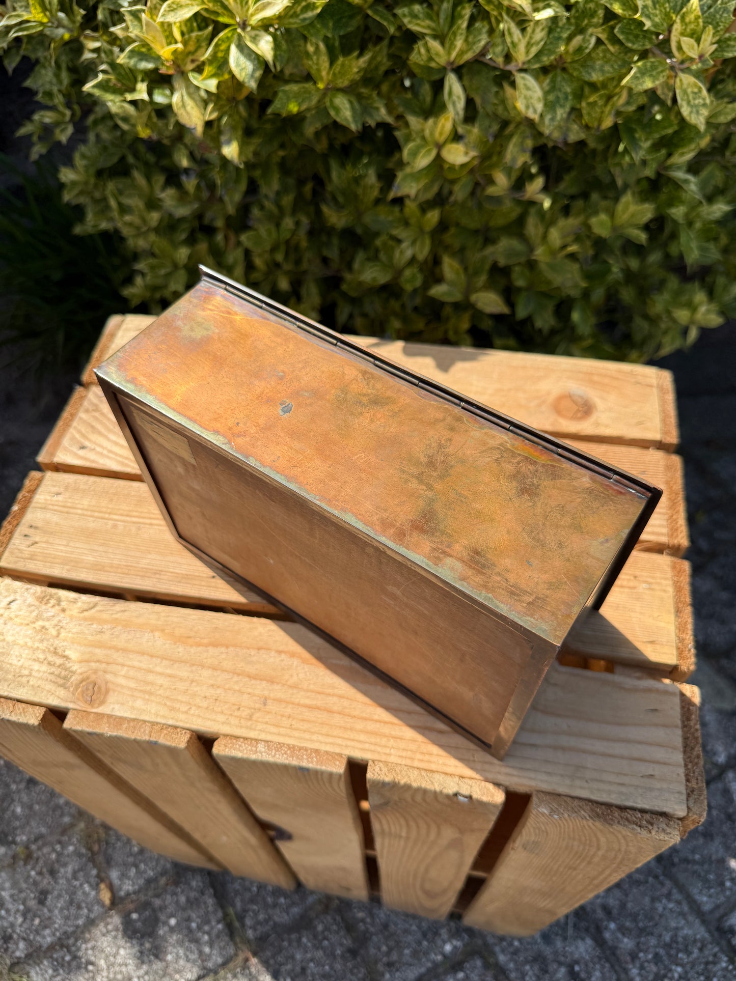 Vintage sigarendoos messing & hout