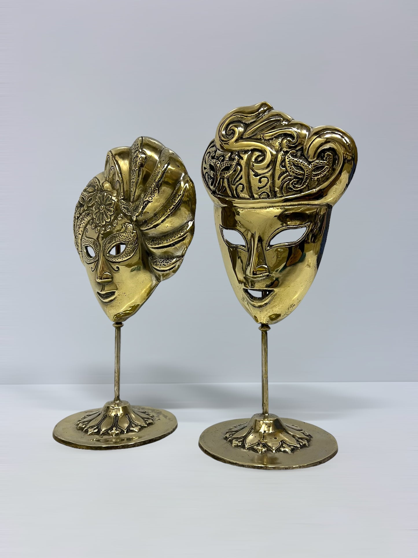 Vintage Brass Venetian Mask Set