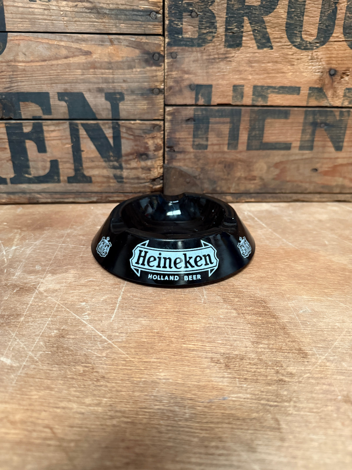 Vintage Heineken Holland Beer opaalglas asbak