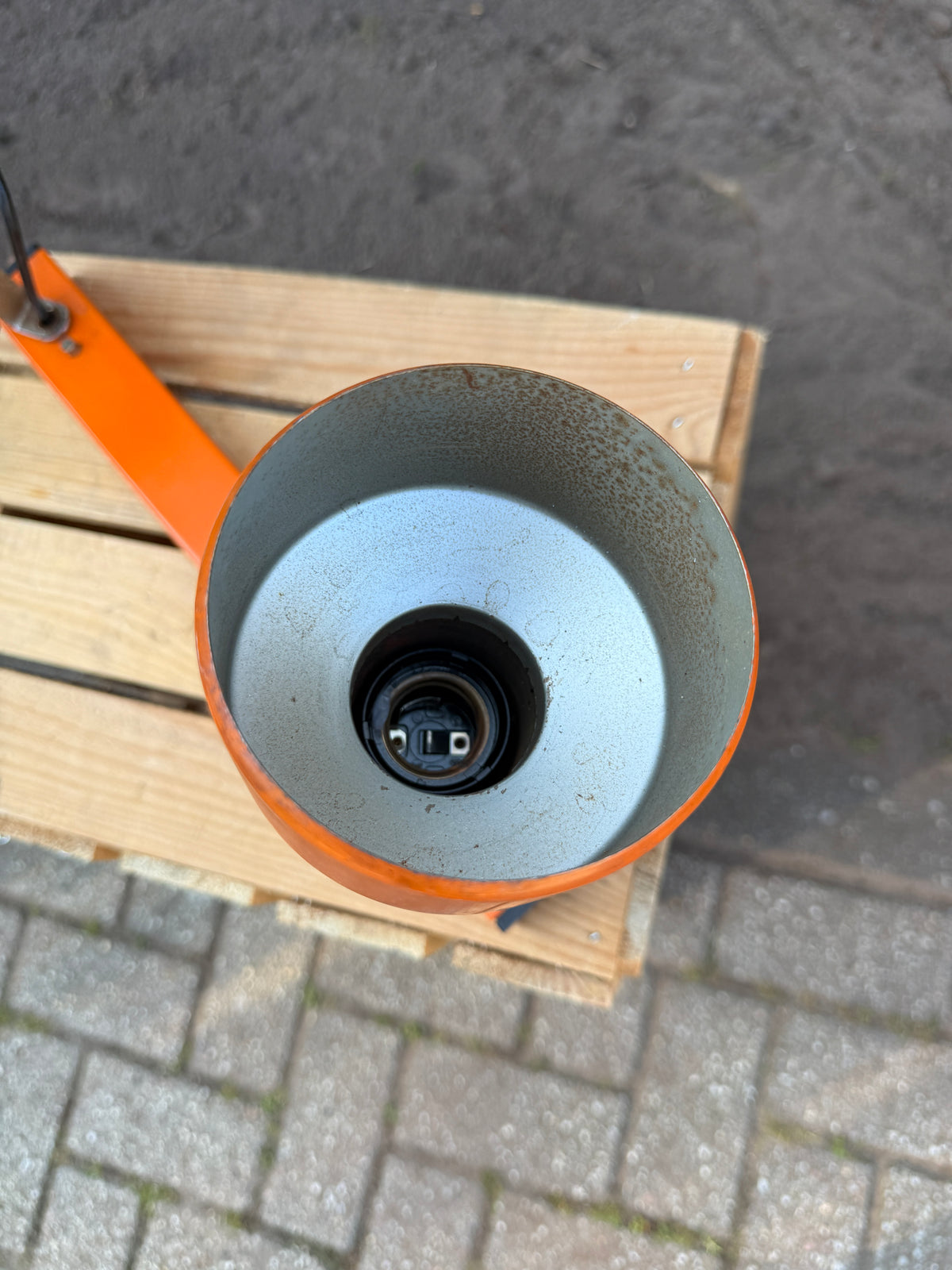 Vintage jaren 70 oranje dubbele spotlamp
