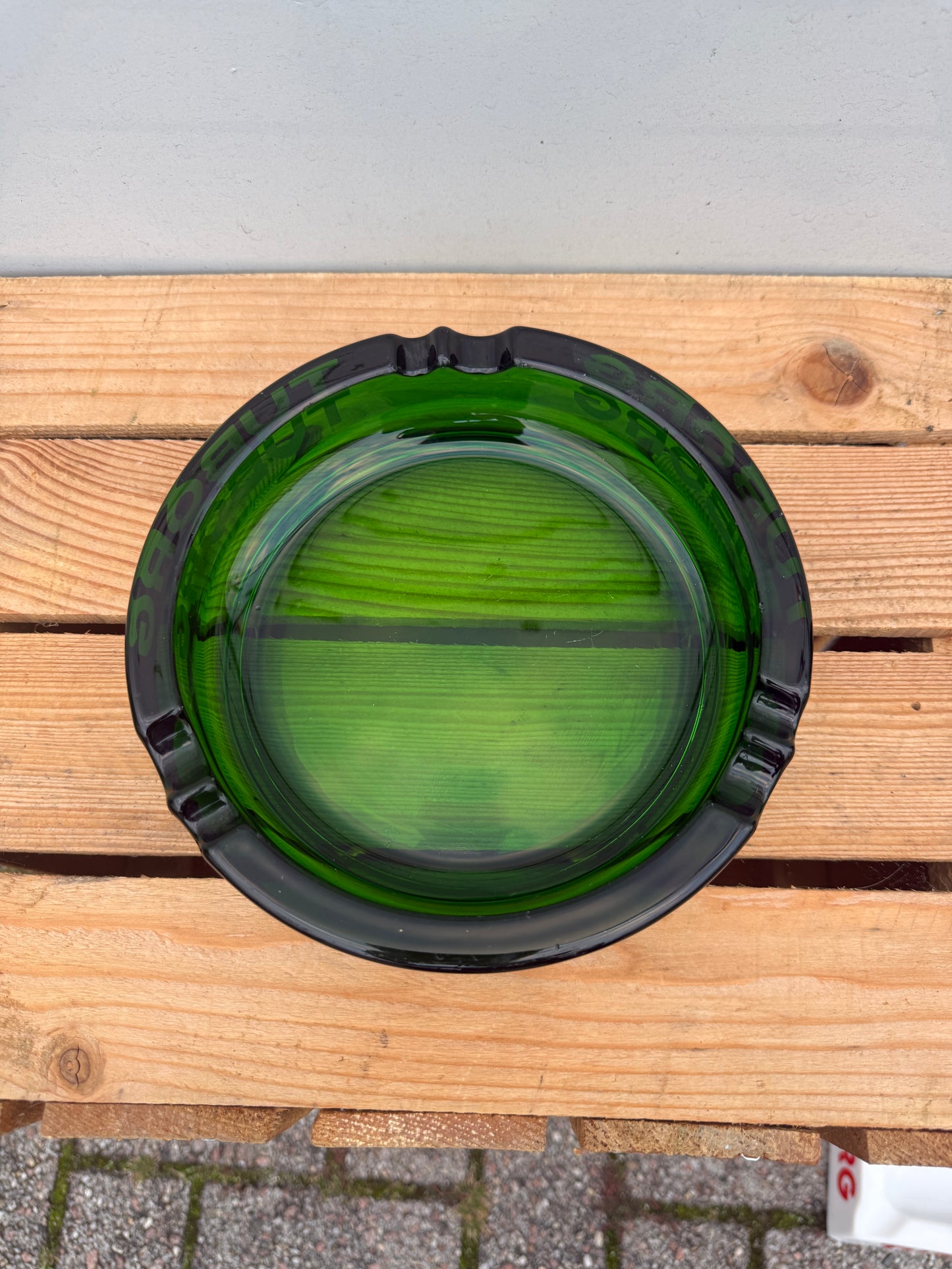 XXL Tuborg reclame asbak zwaar groen glas