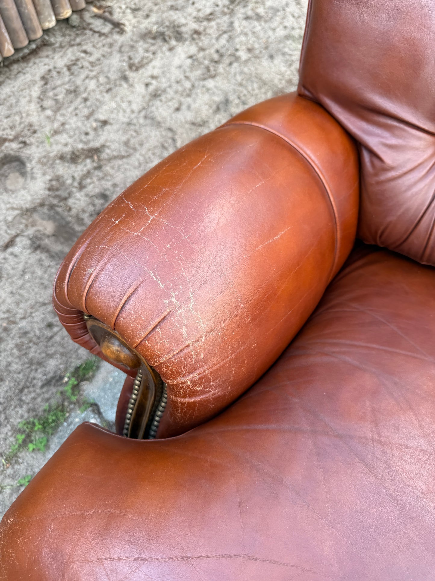 Vintage Chesterfield stijl fauteuil bruin