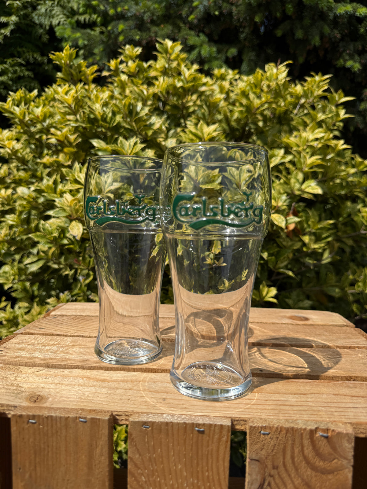 Set 2 vintage Carlsberg bierglazen 3D logo
