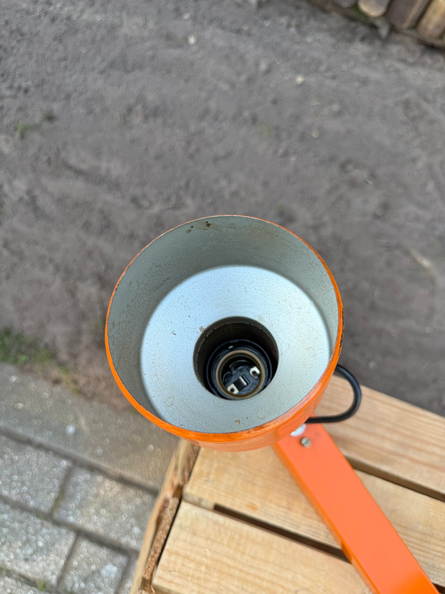 Vintage jaren 70 oranje dubbele spotlamp