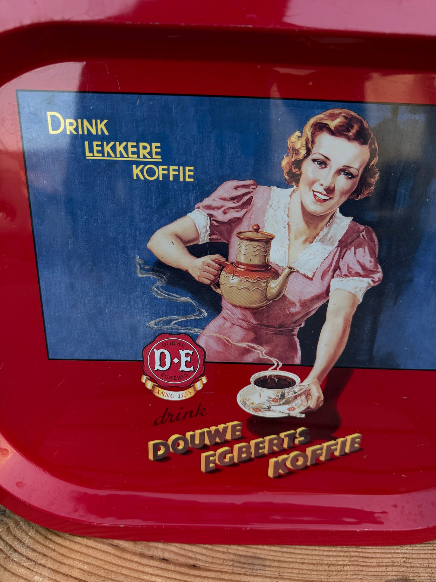 Vintage Douwe Egberts metalen dienblad