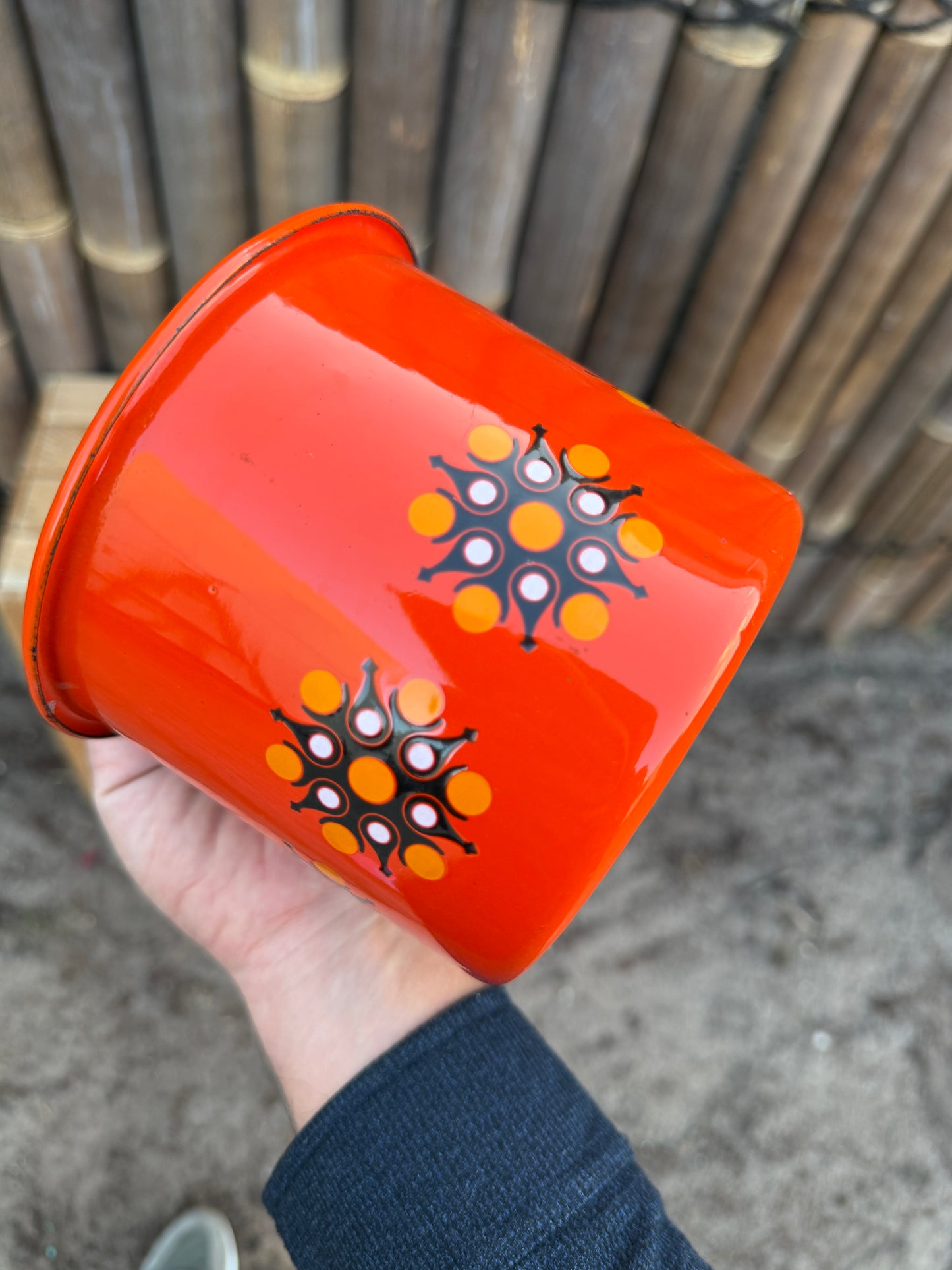 Vintage Brabantia oranje emaille bakje jaren 70