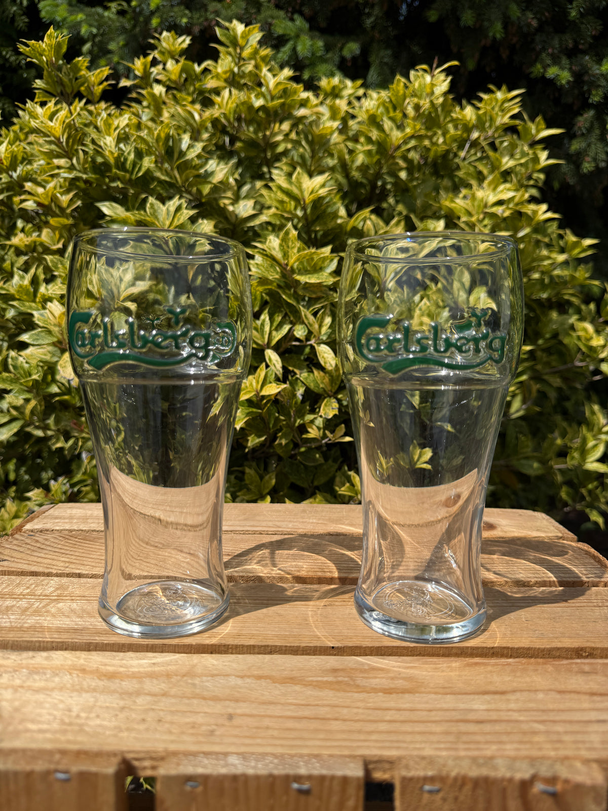 Set 2 vintage Carlsberg bierglazen 3D logo