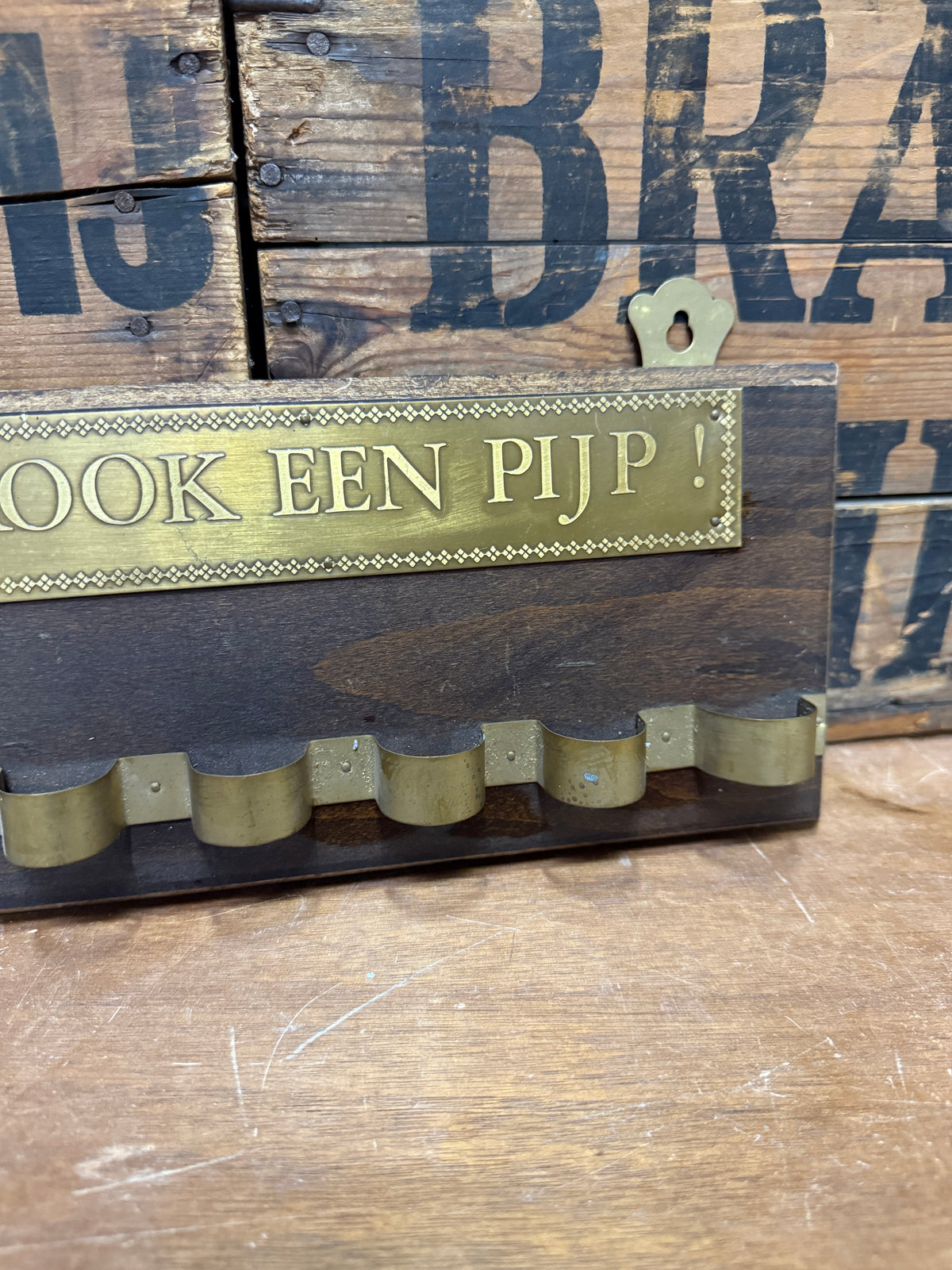 Vintage houten pijpenrek Rook één pijp