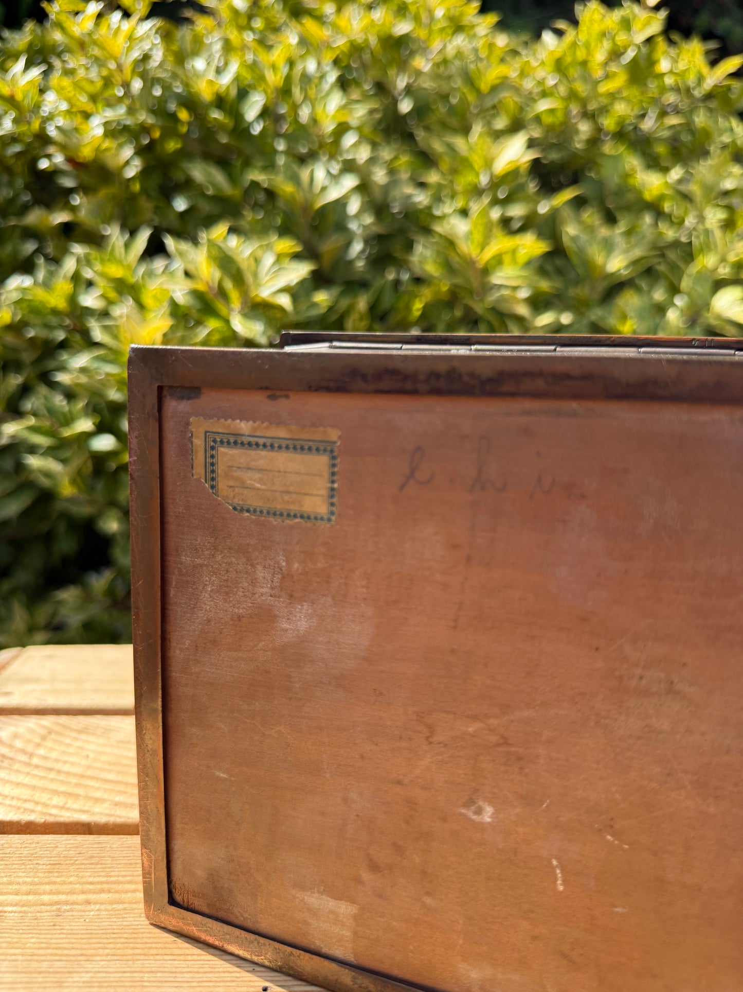 Vintage sigarendoos messing & hout