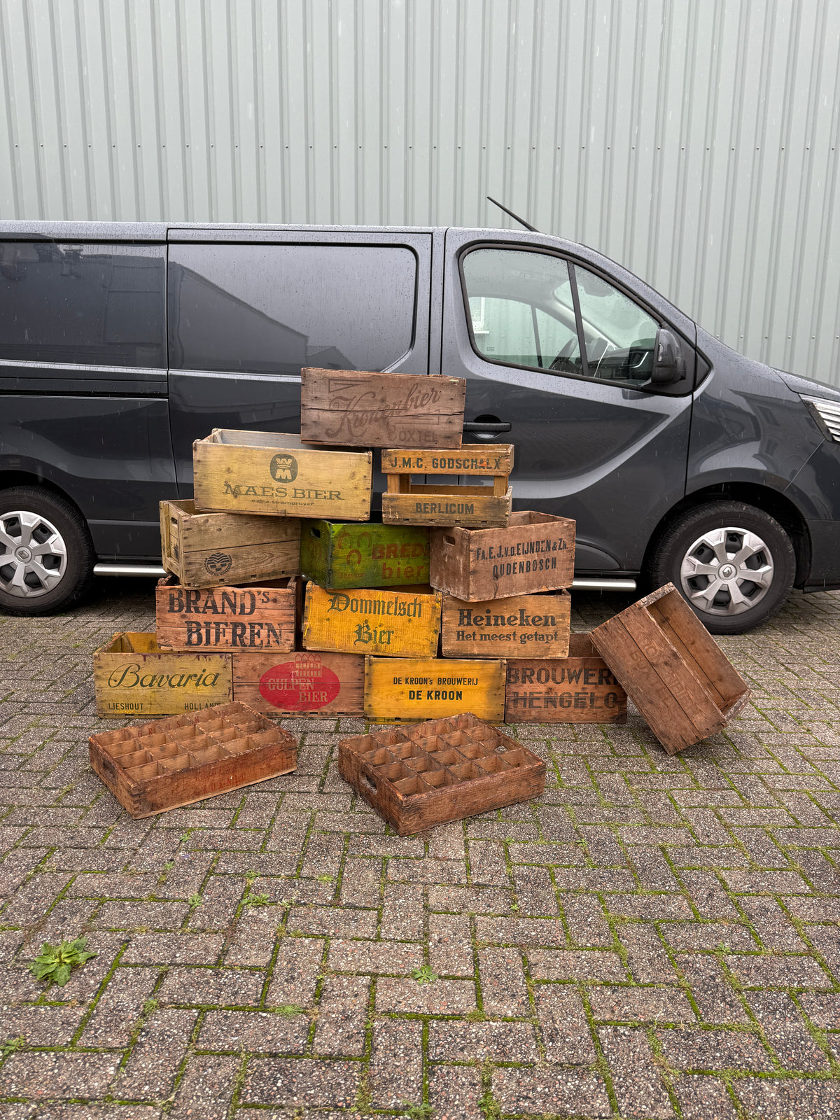 Vintage houten bierkratten diverse brouwerijen