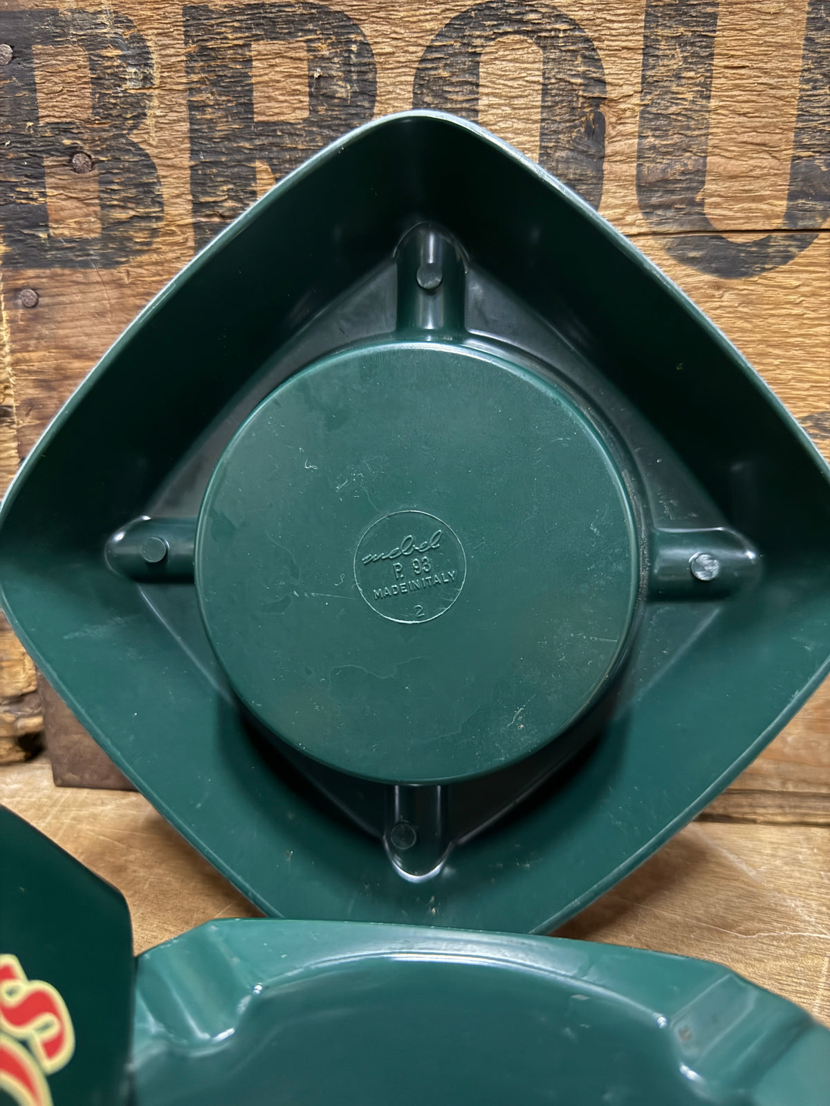 Vintage Vos Mebel reclameasbak donkergroen