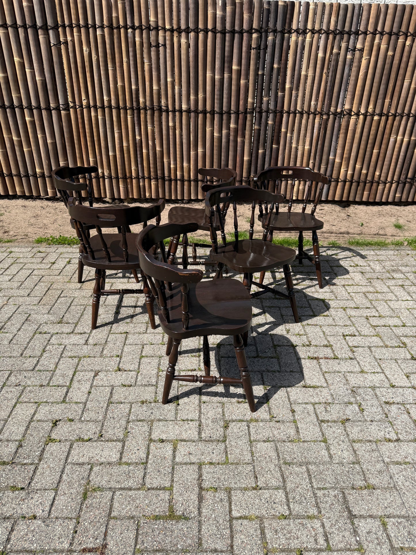 Set van 6 Vintage Engelse Cafe Stoelen