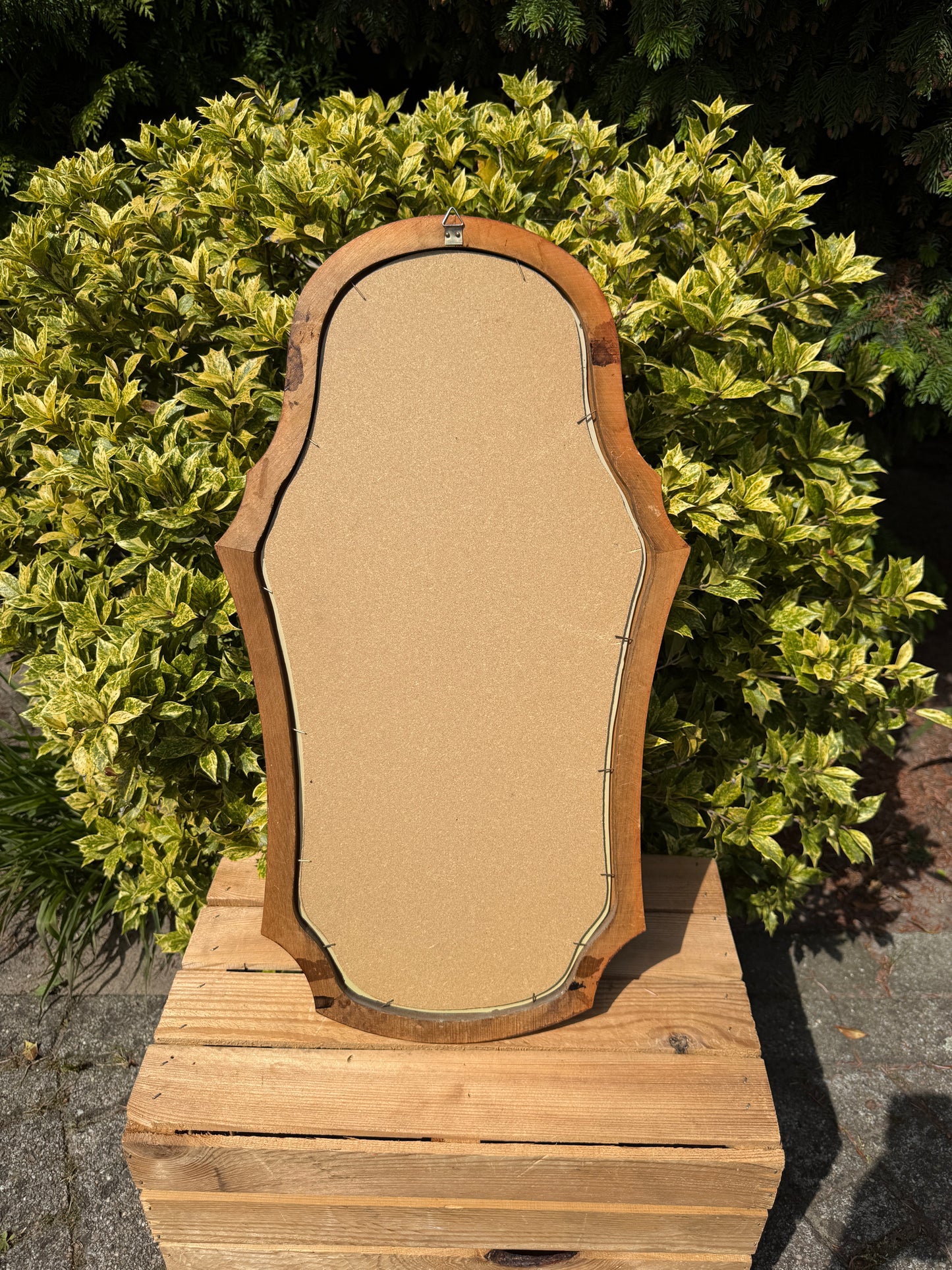 Vintage Houten Wandspiegel met Sierlijke Lijst