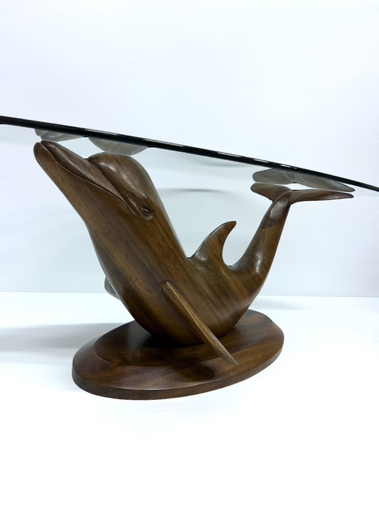 Vintage Coffee Table Teakwood Dolphin