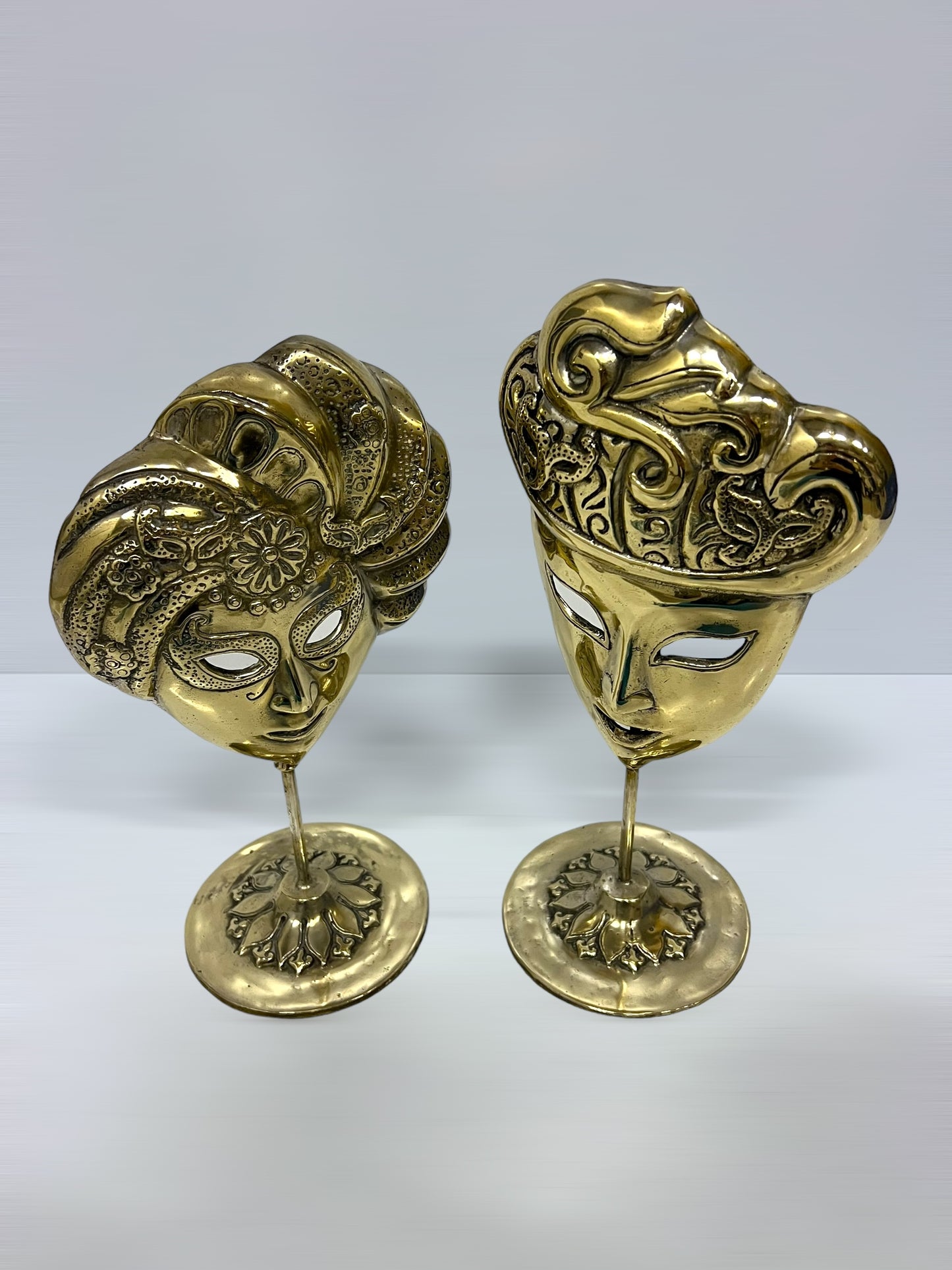 Vintage Brass Venetian Mask Set