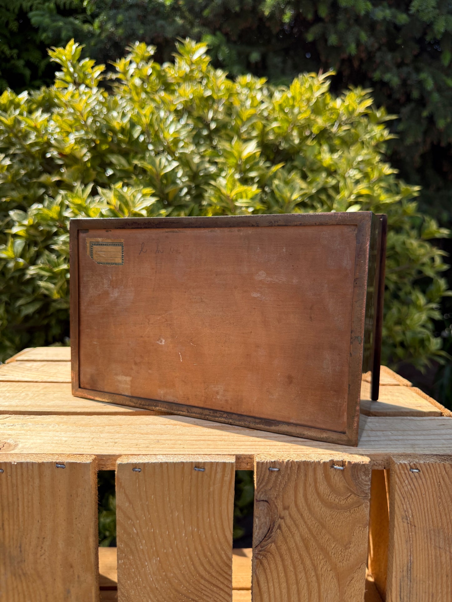 Vintage sigarendoos messing & hout