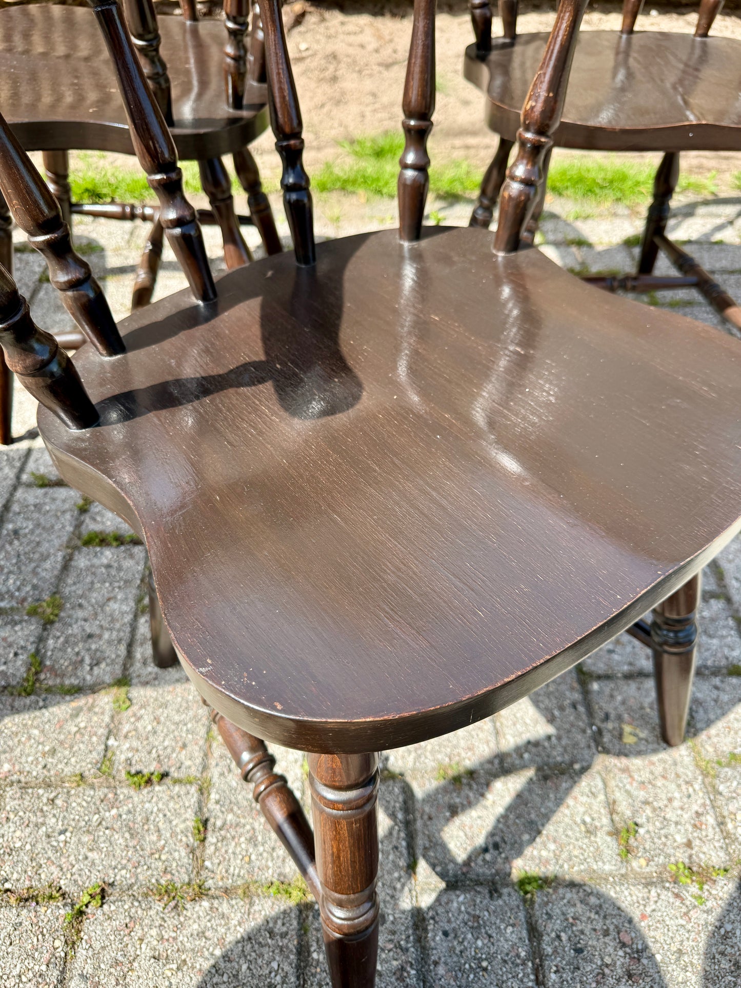 Set van 6 Vintage Engelse Cafe Stoelen