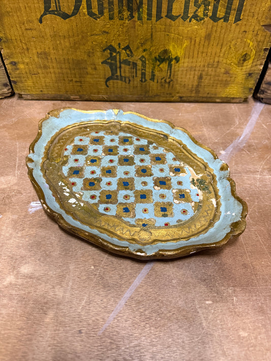 Florentine dienblad mintblauw en goud