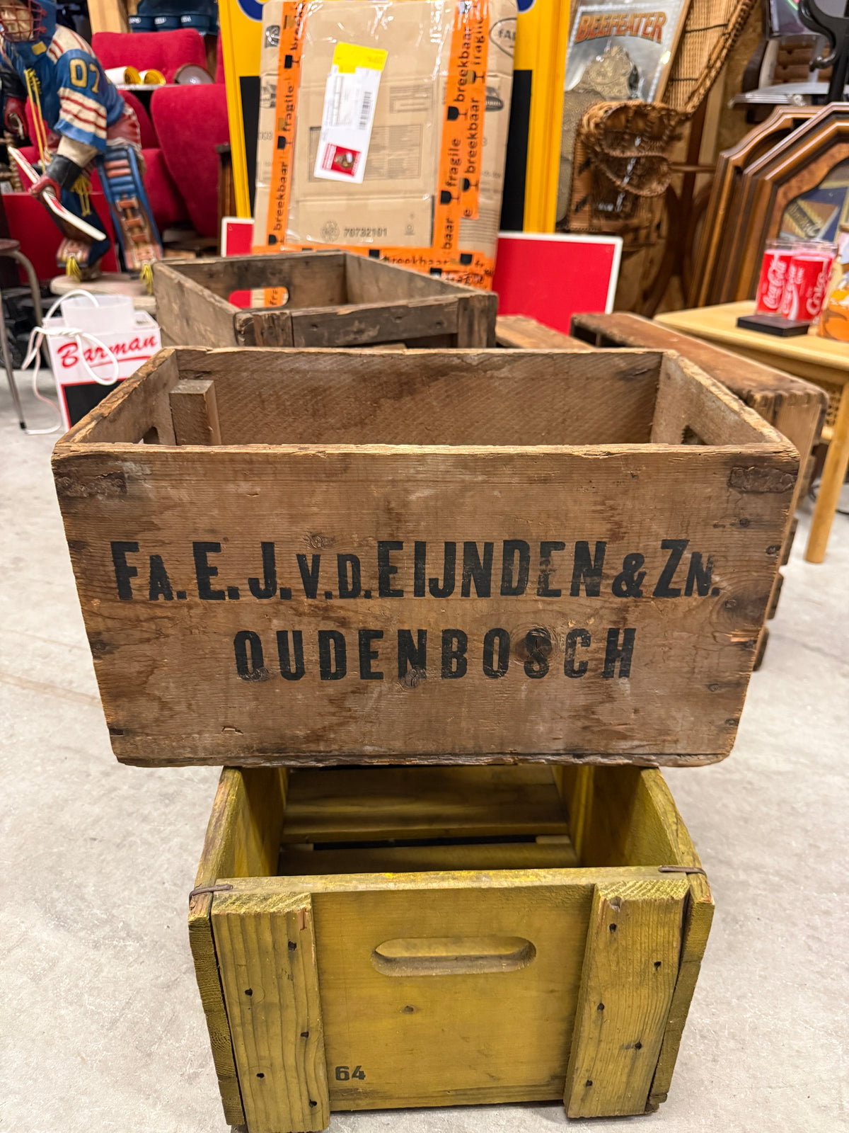 Vintage houten bierkratten diverse brouwerijen
