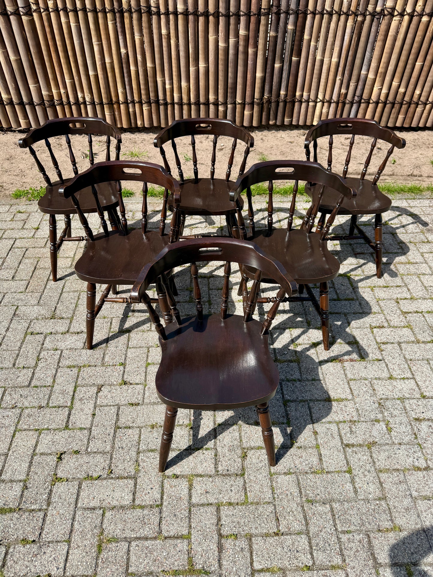 Set van 6 Vintage Engelse Cafe Stoelen