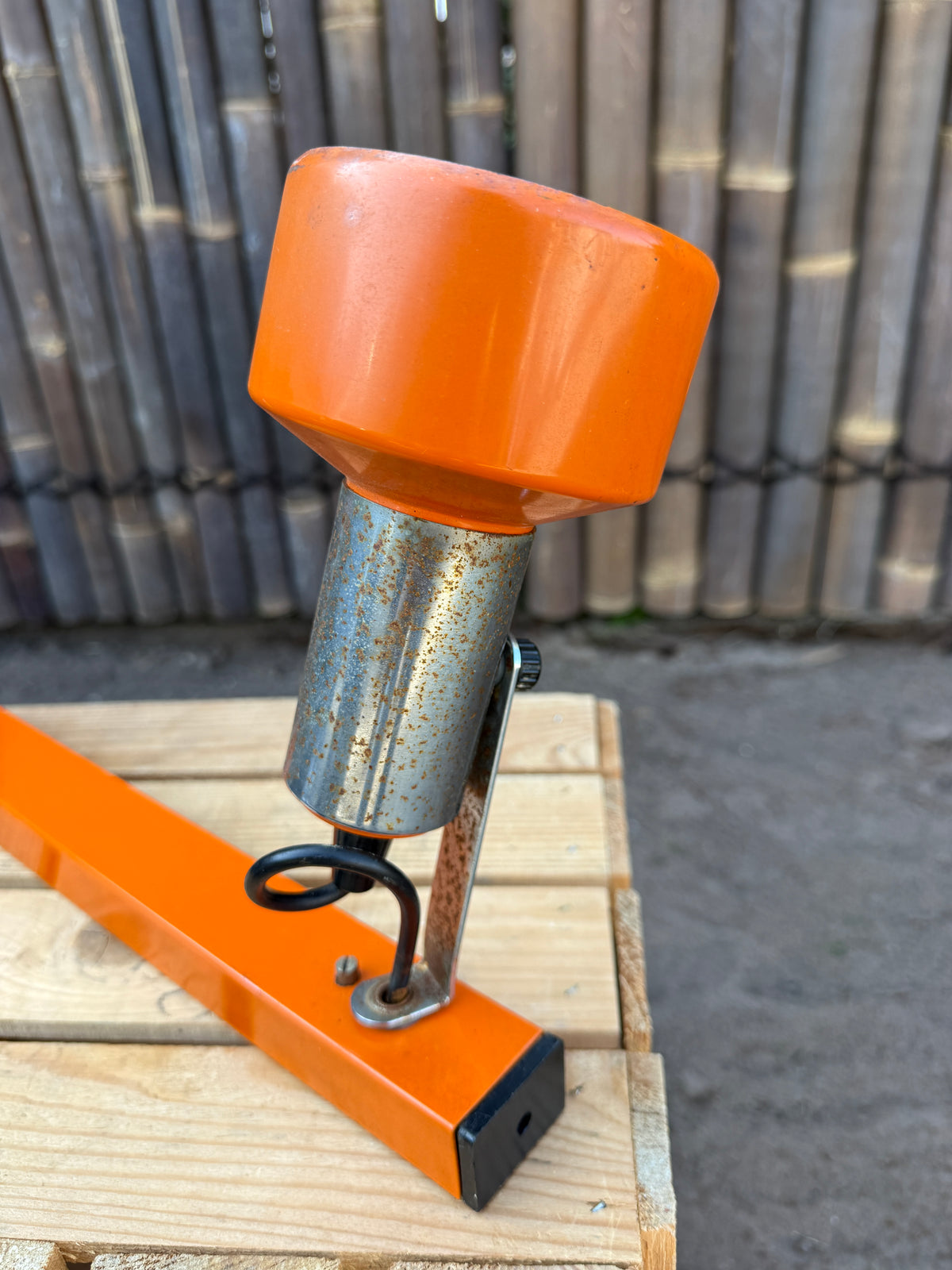 Vintage jaren 70 oranje dubbele spotlamp