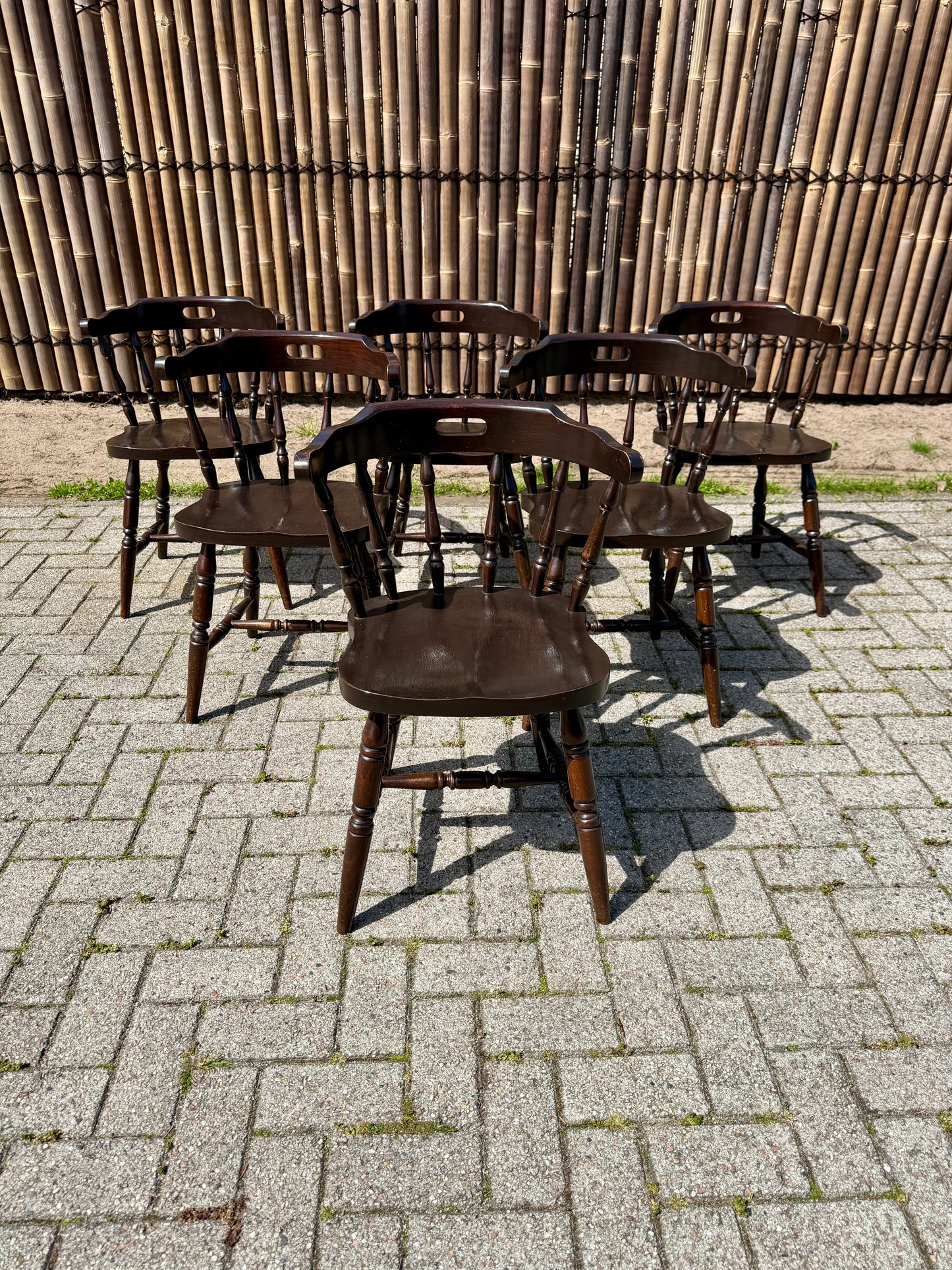 Set van 6 Vintage Engelse Cafe Stoelen