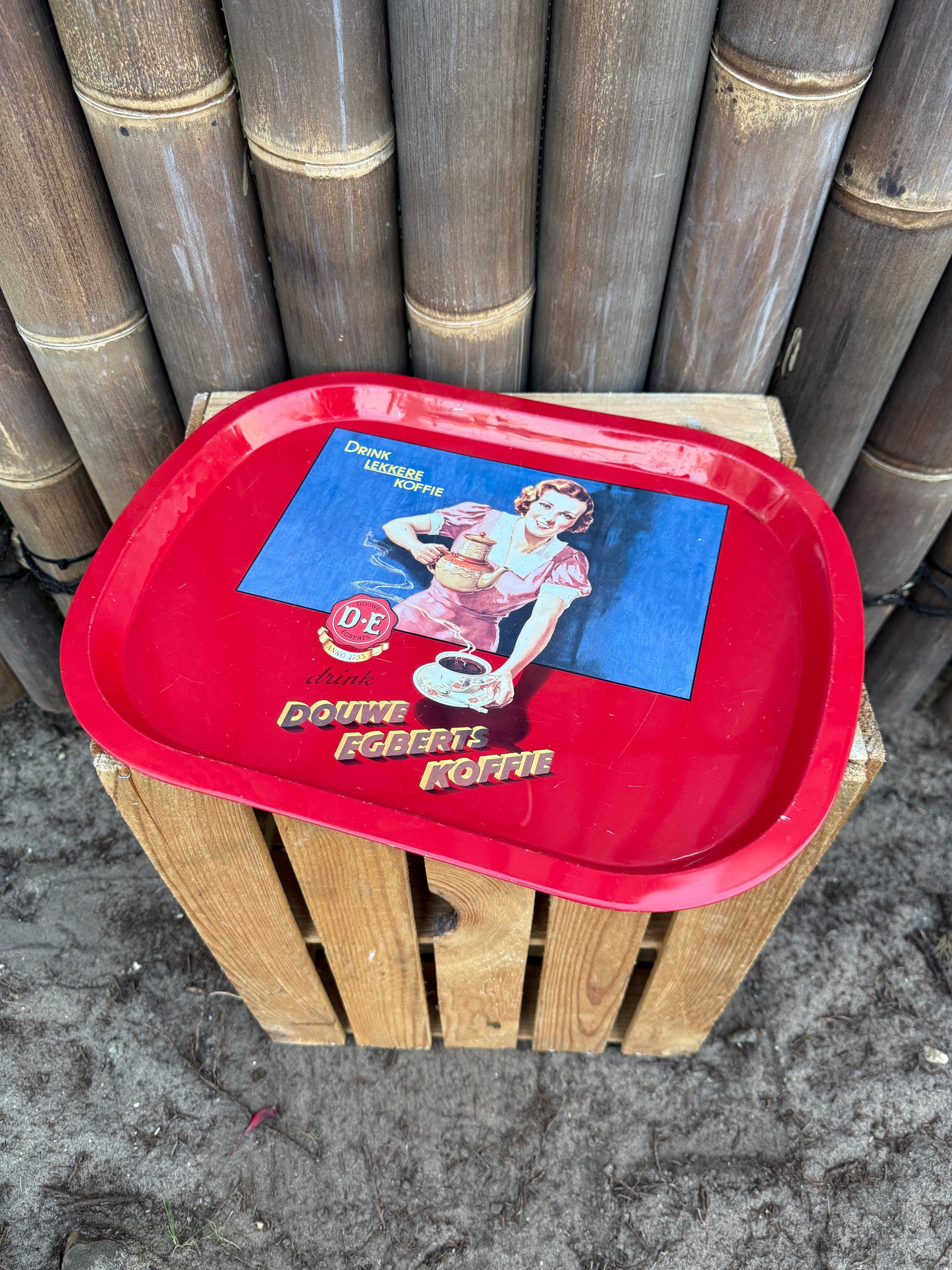 Vintage Douwe Egberts metalen dienblad