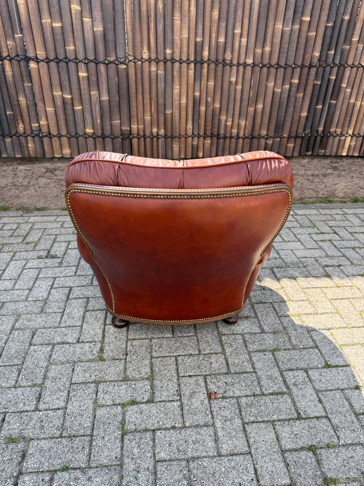 Vintage Chesterfield stijl fauteuil bruin