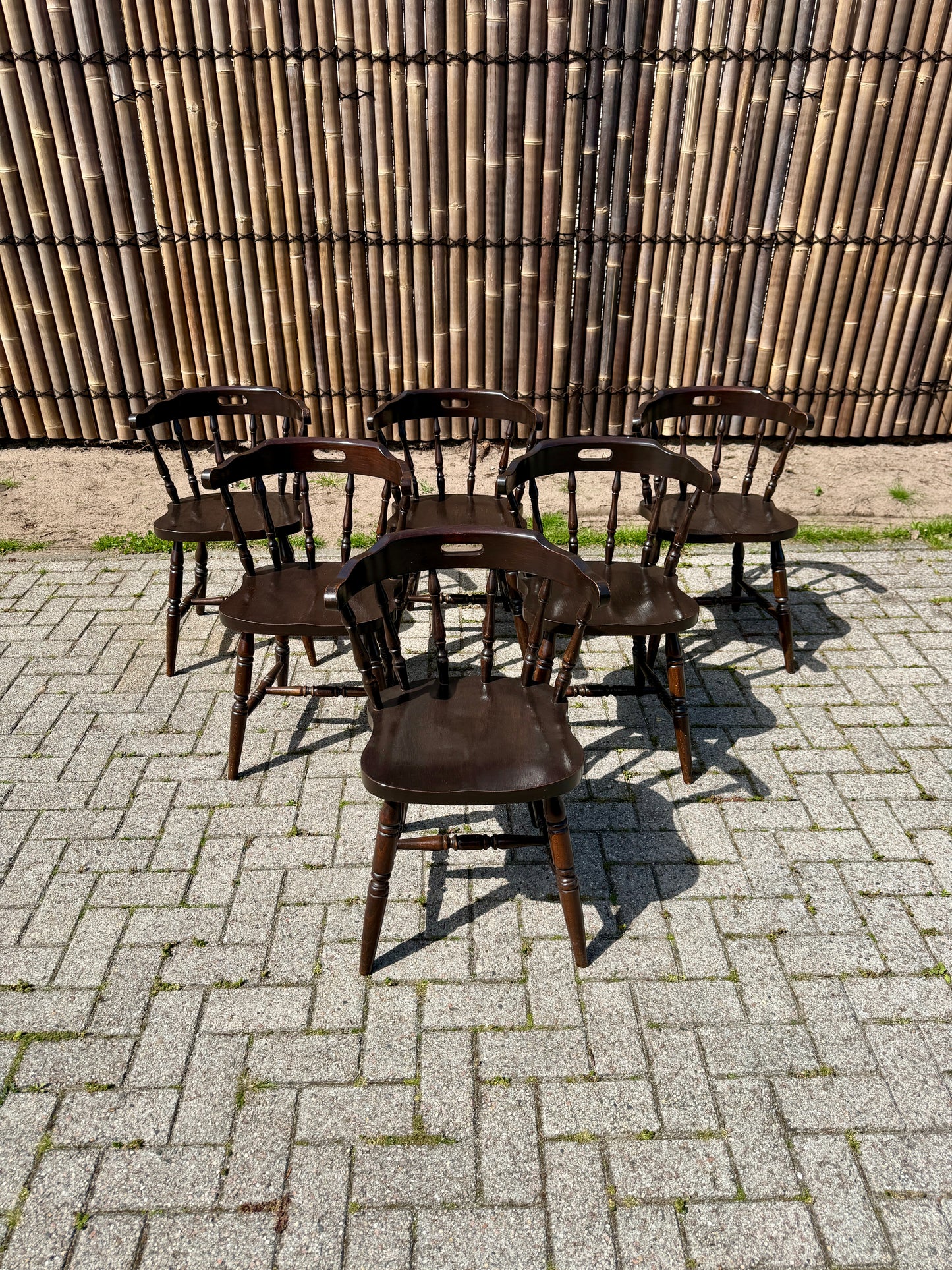 Set van 6 Vintage Engelse Cafe Stoelen