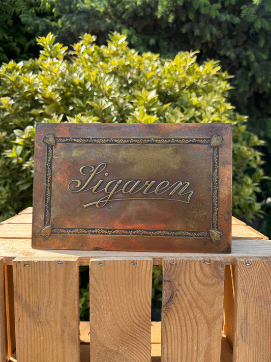 Vintage sigarendoos messing & hout
